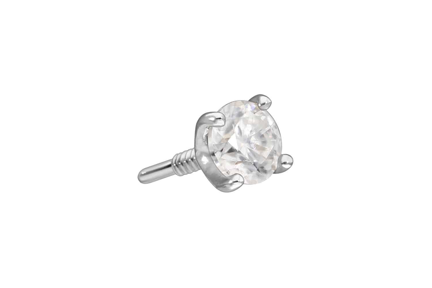Piercing-Set 14 Karat Gold Schraubaufsatz mit Außengewinde MOISSANIT