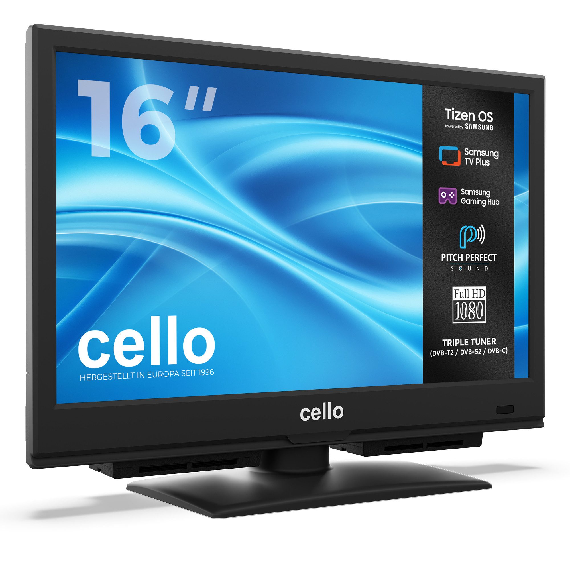 Cello C1626TZH LED-Fernseher (40,64 cm/16 Zoll, Full-HD, Smart-TV, Tizen OS powered by Samsung, Pitch Perfect Sound, Triple Tuner, WLAN)