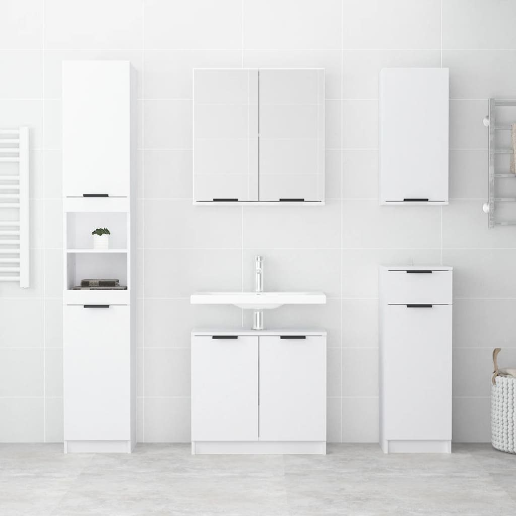 vidaXL Badezimmer-Set 5-tlg. Badmöbel-Set Weiß Holzwerkstoff, günstig online kaufen
