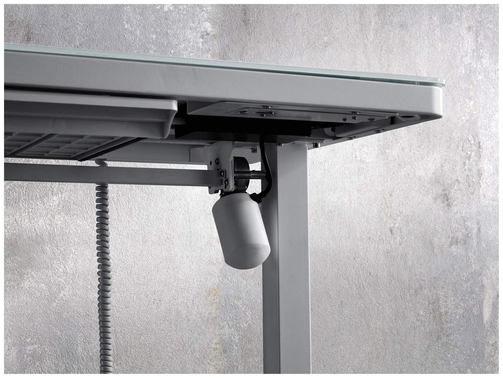 Elektrisch verstellbarer Schreibtisch mit grau LIFT4HOME Consult Stehtisch Computertisch Bega USB