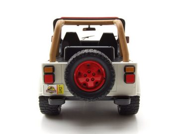 JADA Modellauto Jeep Wrangler 1992 weiß rot Jurassic World Modellauto 1:24 Jada Toys, Maßstab 1:24