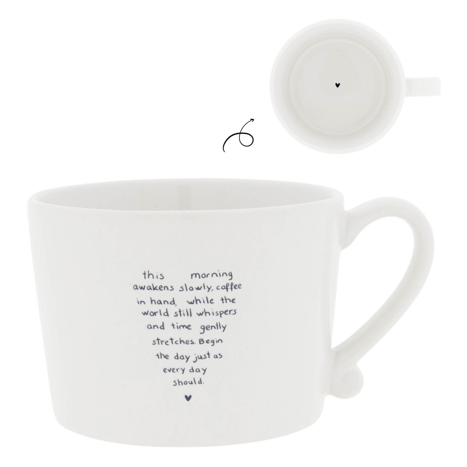 Bastion Collections Tasse Schwarzes Herz, Keramik, Spülmaschinengeeignet, Weiß, Schriftzug, H: 7.2cm