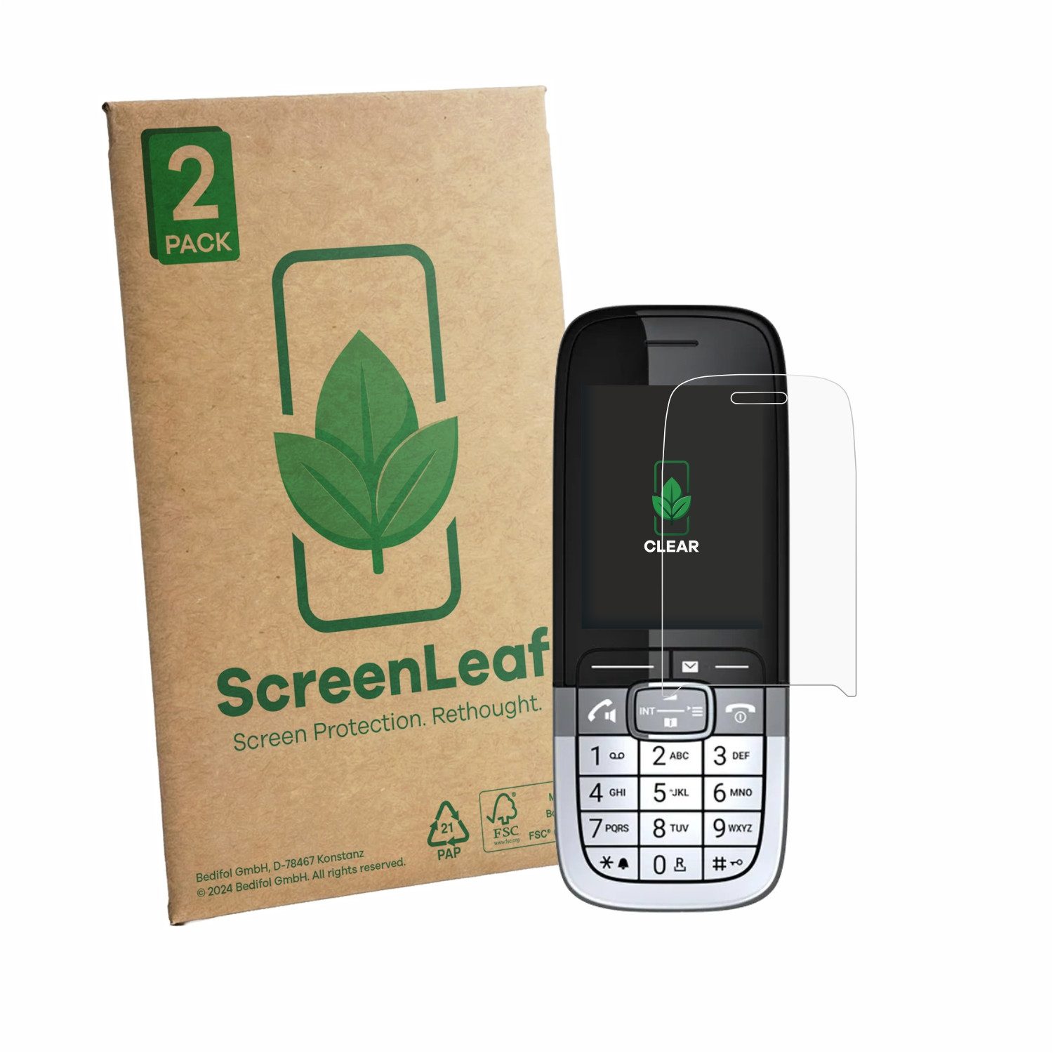 ScreenLeaf Displayschutzfolie Schutzfolie für Mitel OpenScape DECT Phone SL7, 2 Stück, Displayschutz Schutz Folie Klar Transparent