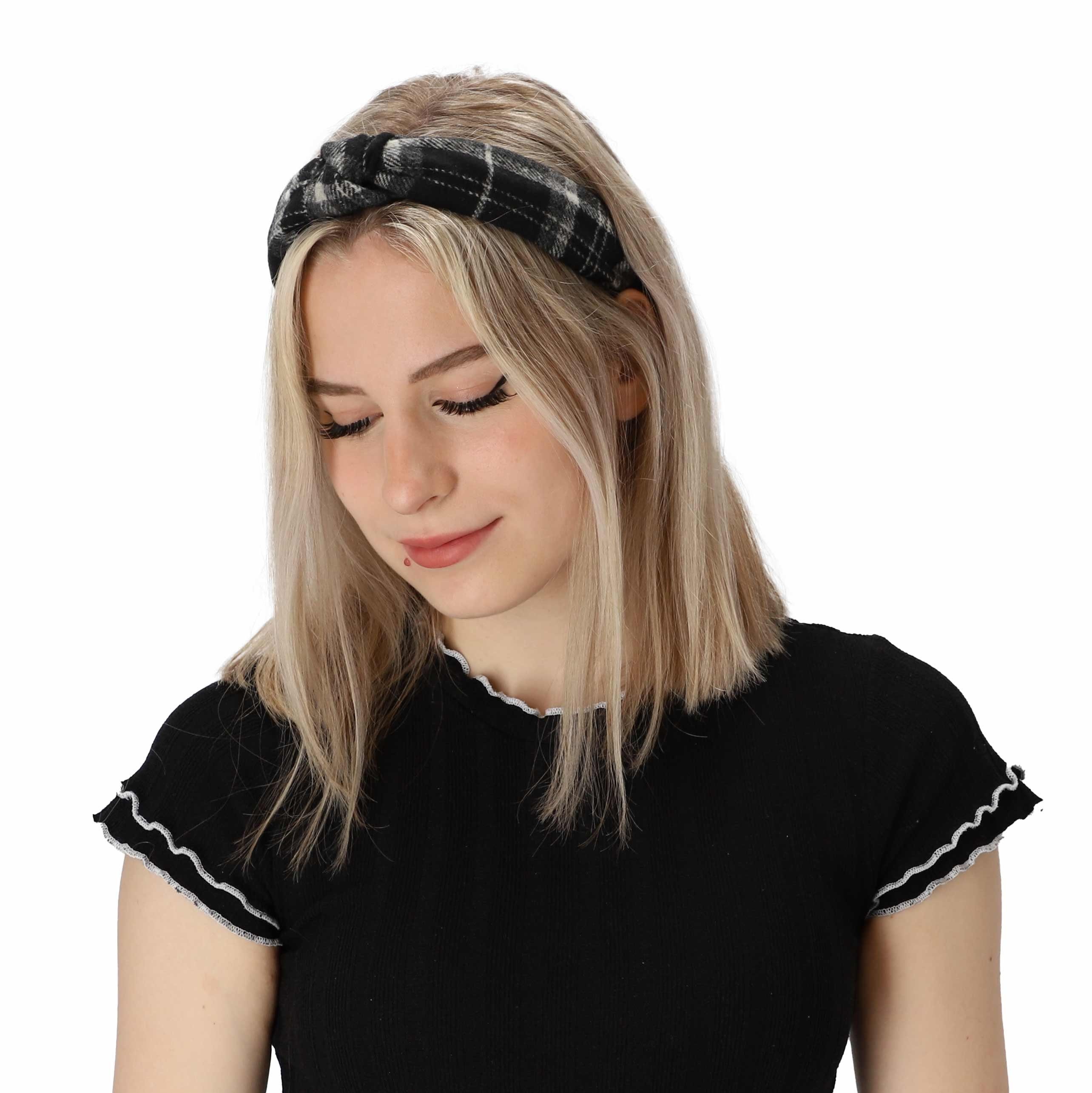 Karo, Haarband schwarz Haarband modisches Haarband Accessoires 1-tlg., halsüberkopf