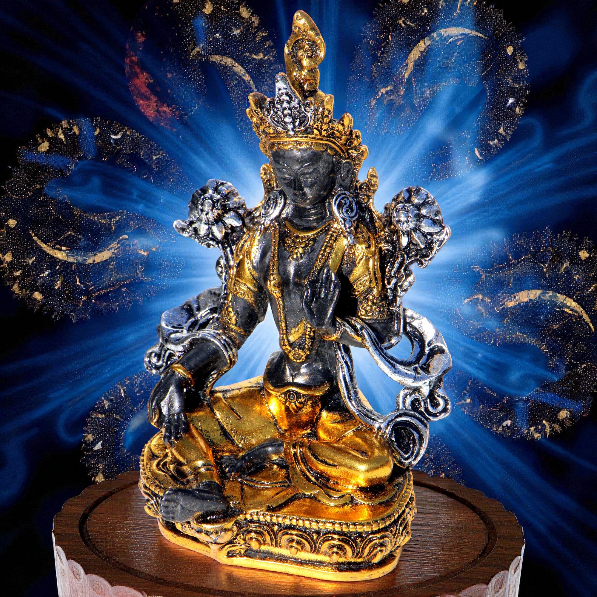 Wogeka Dekofigur Tara Buddha Bodhisattva Göttin Resin Figur Deko Bali Feng Shui
