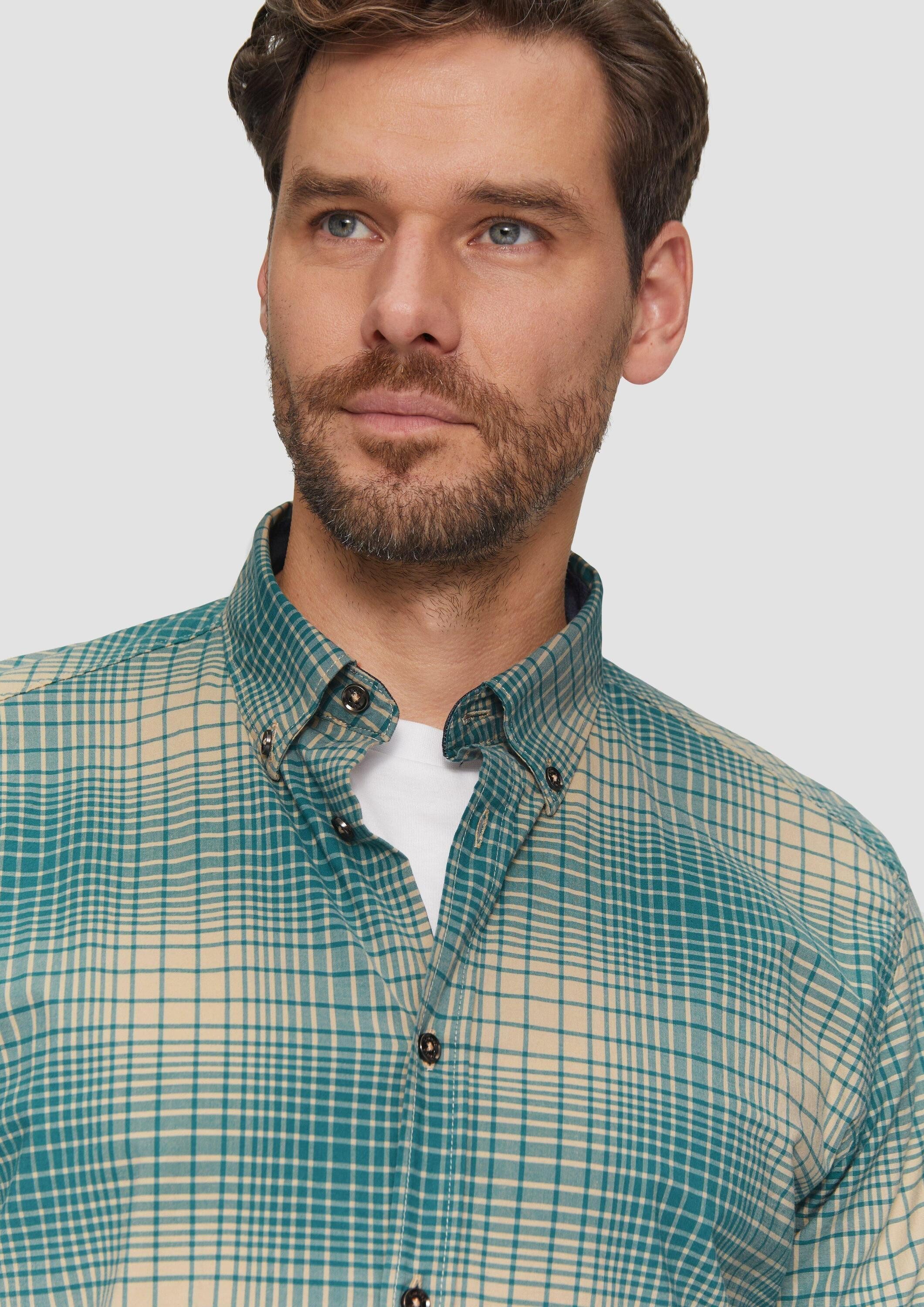 s.Oliver Langarmhemd Hemd Regular Fit: Hemd aus Baumwollstretch mit Button-Down-Kragen