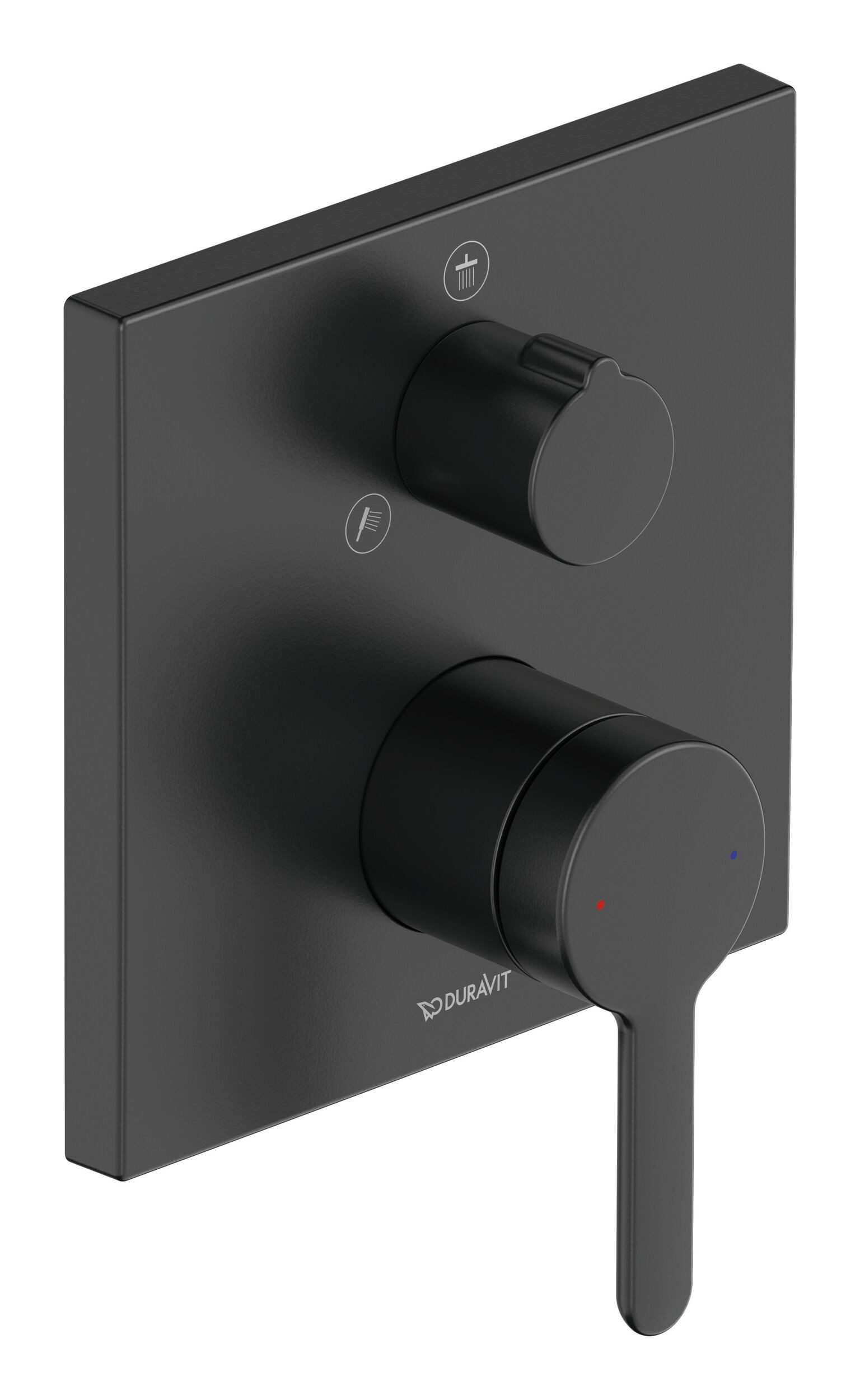 Duravit Duscharmatur C.1 Serie Einhebel mit Umstellventil Unterputz eckig - Schwarz Matt