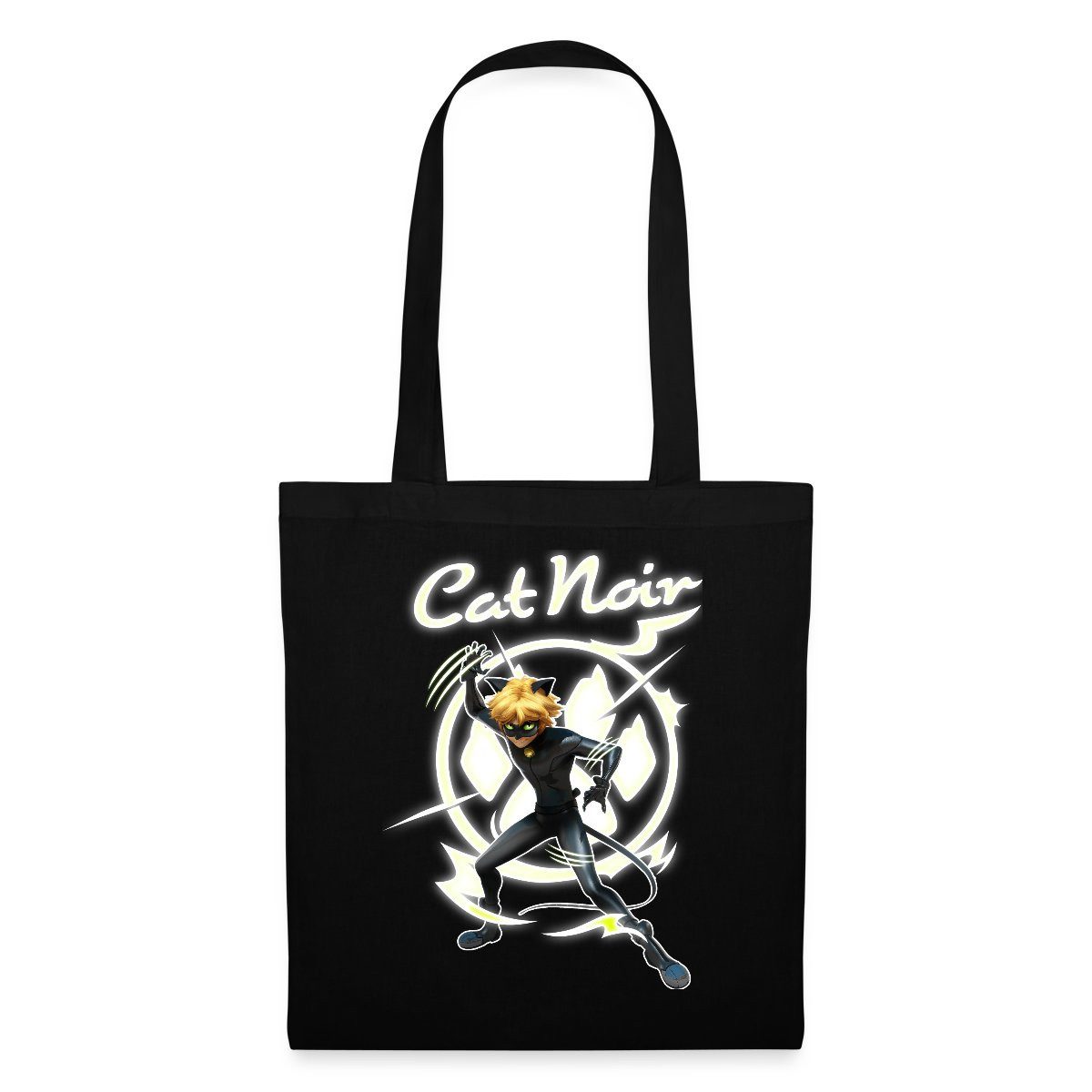 Spreadshirt Henkeltasche Miraculous Cat Noir Adrien Superheld Stoffbeutel (1-tlg)
