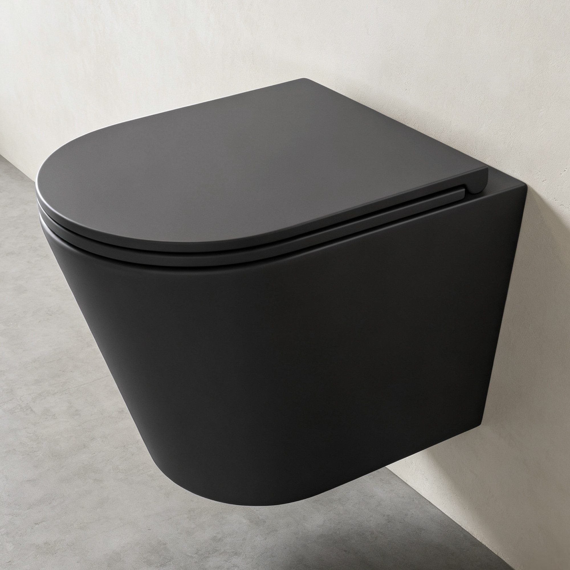 Mai & Mai Tiefspül-WC Hänge-WC Wand WC aus Keramik spülrandloses - Softclose Sitz, Wandhängend, Toilette wandhängend inklusive WC-Sitz
