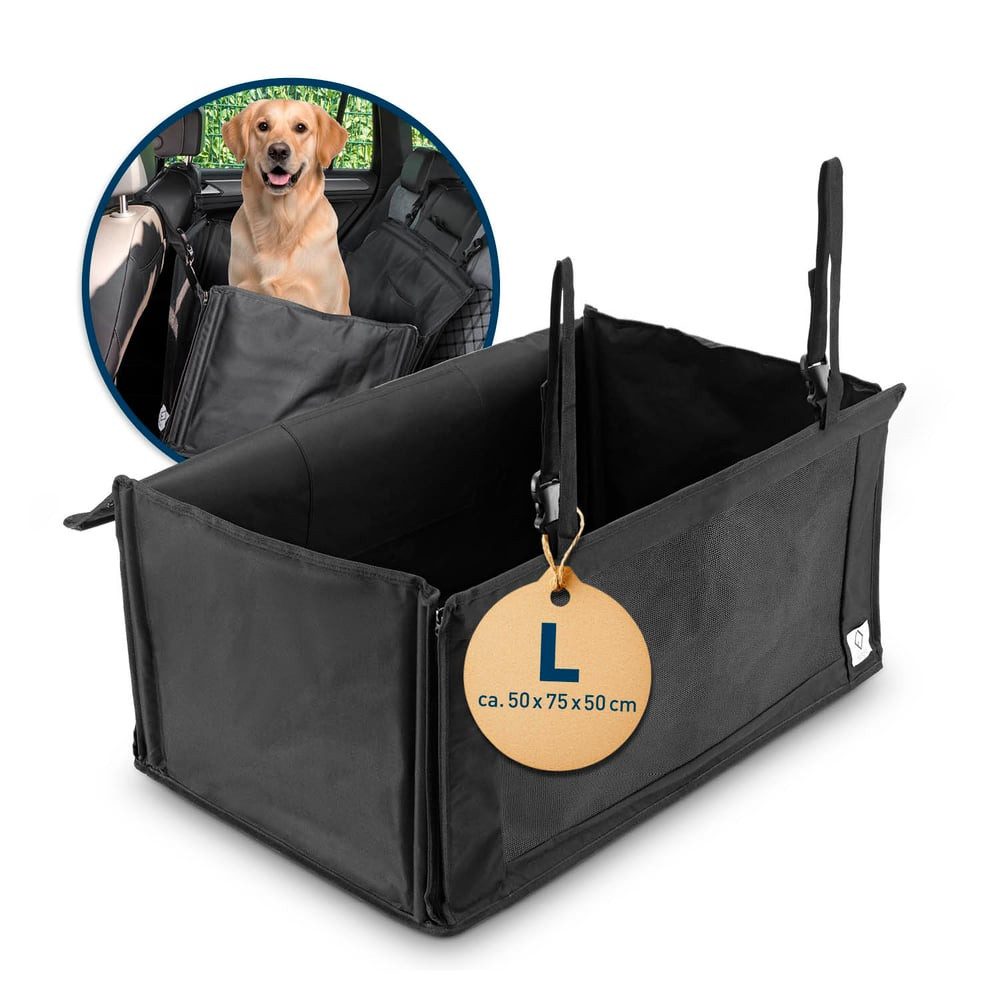 FLIPLINE® Hunde-Autositz FLIPLINE Hundeautositz – wasserfeste Hundebox Auto für Hund 26 kg (L)