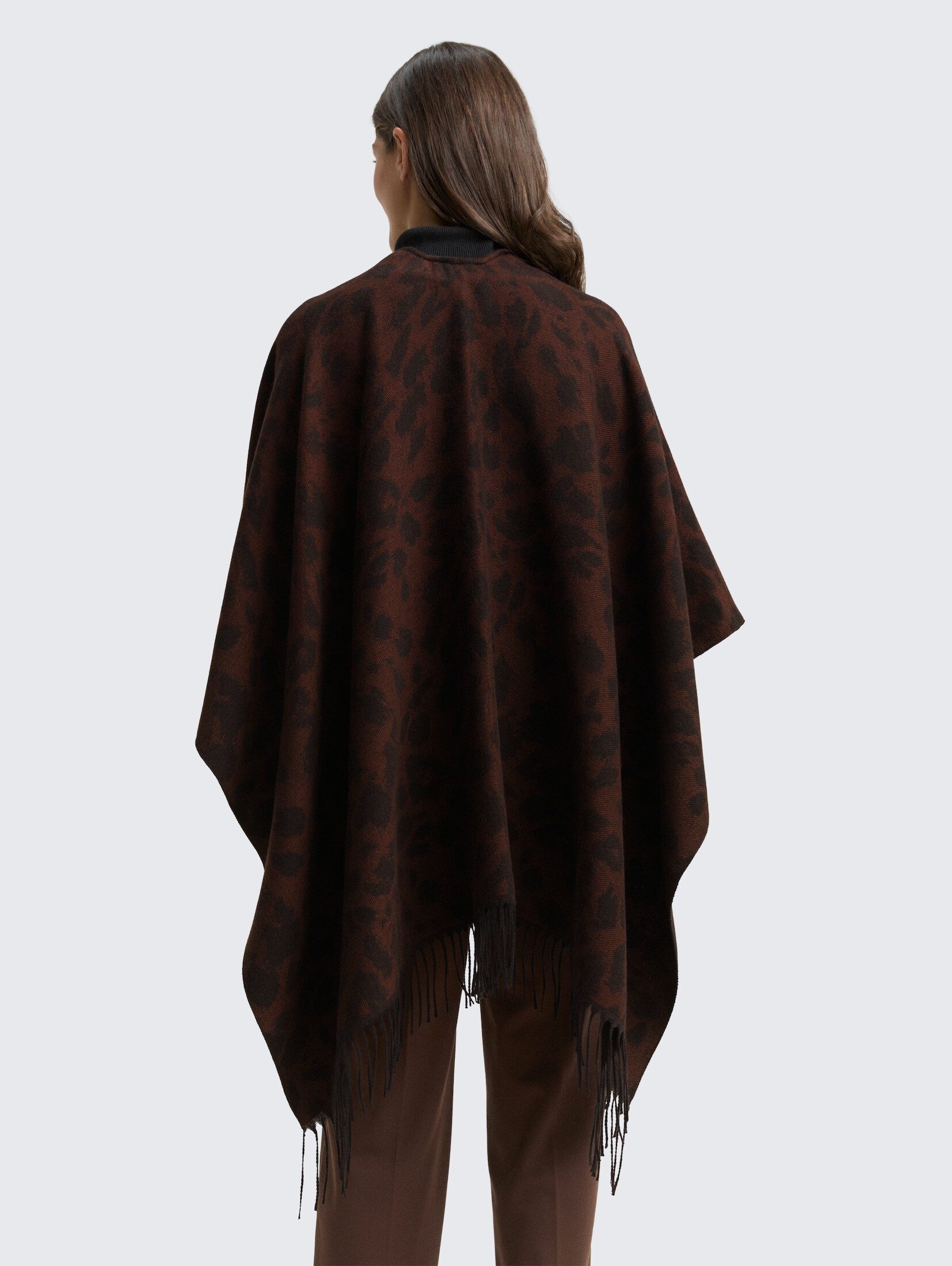 TOM TAILOR Strickponcho Accessoire Cape mit Leo-Print