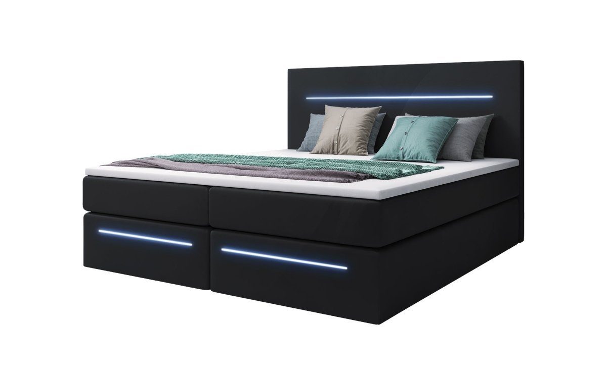 Luxusbetten24 Boxspringbett Sejour, mit LED-Beleuchtung und Stauraum