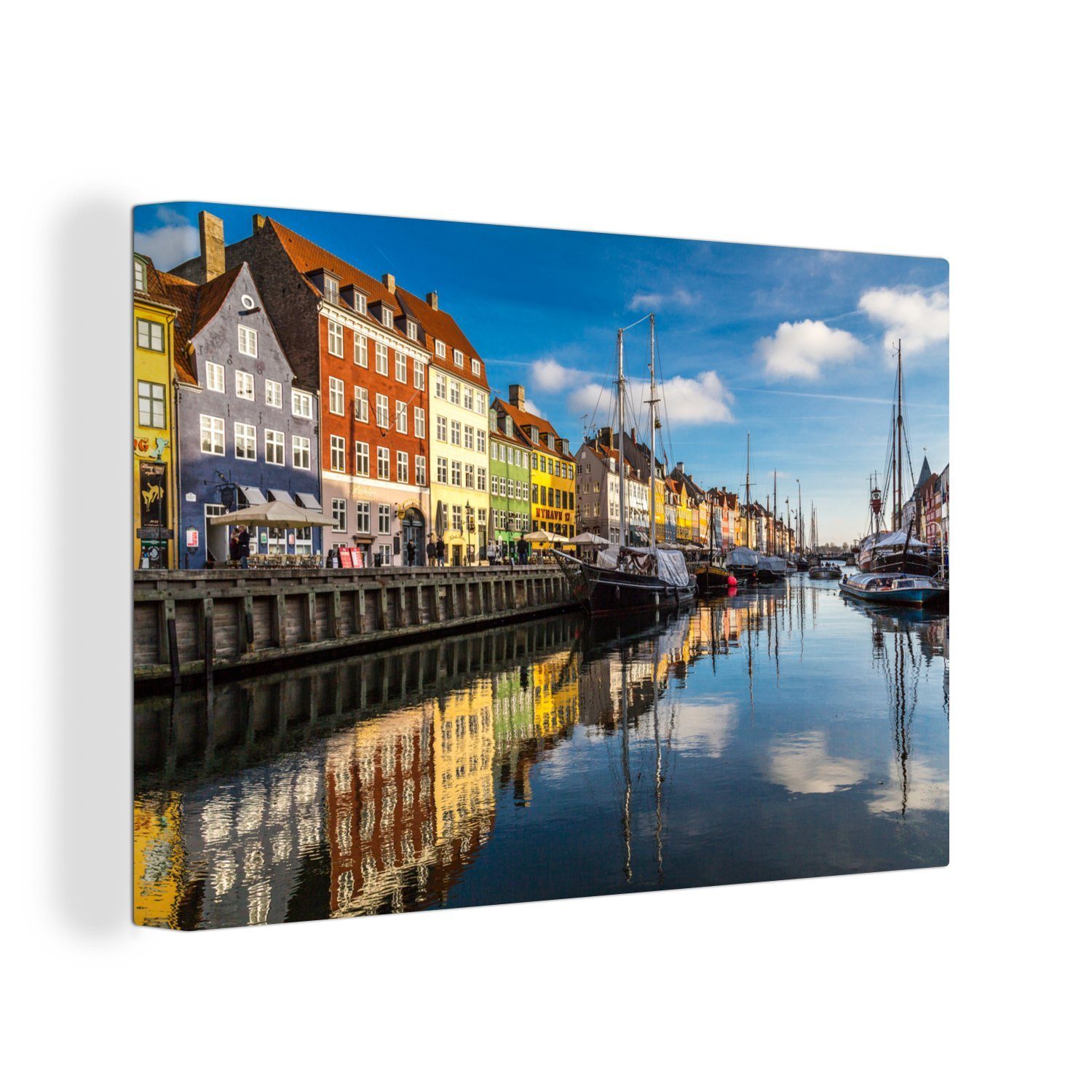 OneMillionCanvasses® Leinwandbild Der Nyhavn in Dänemark bei Skandinavien, (1 St), Wandbild Leinwandbilder, Aufhängefertig, Wanddeko, 30x20 cm