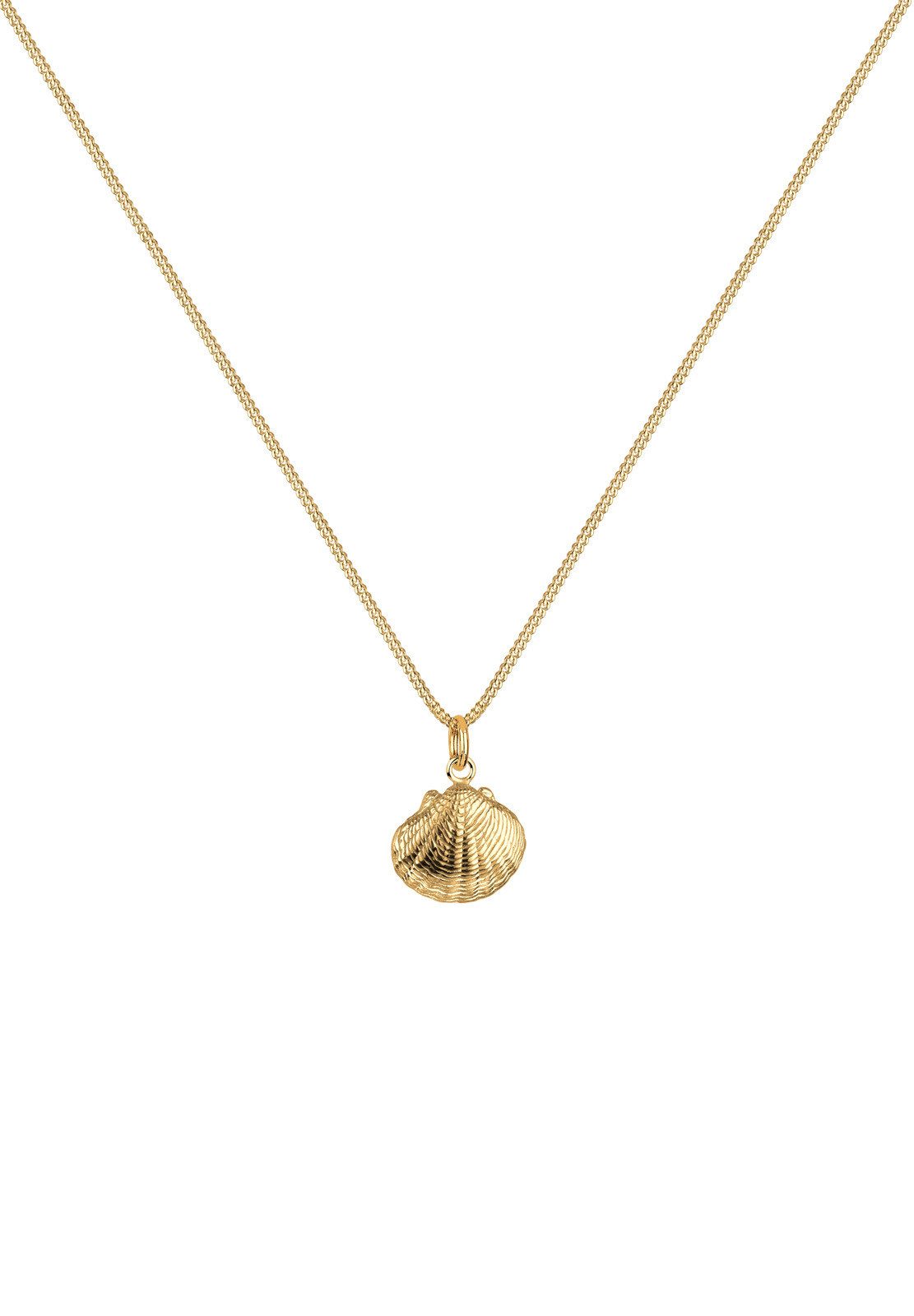 Elli Kette mit Anhänger Muschel Anhänger 925 Sterling Silber vergoldet, Mus günstig online kaufen