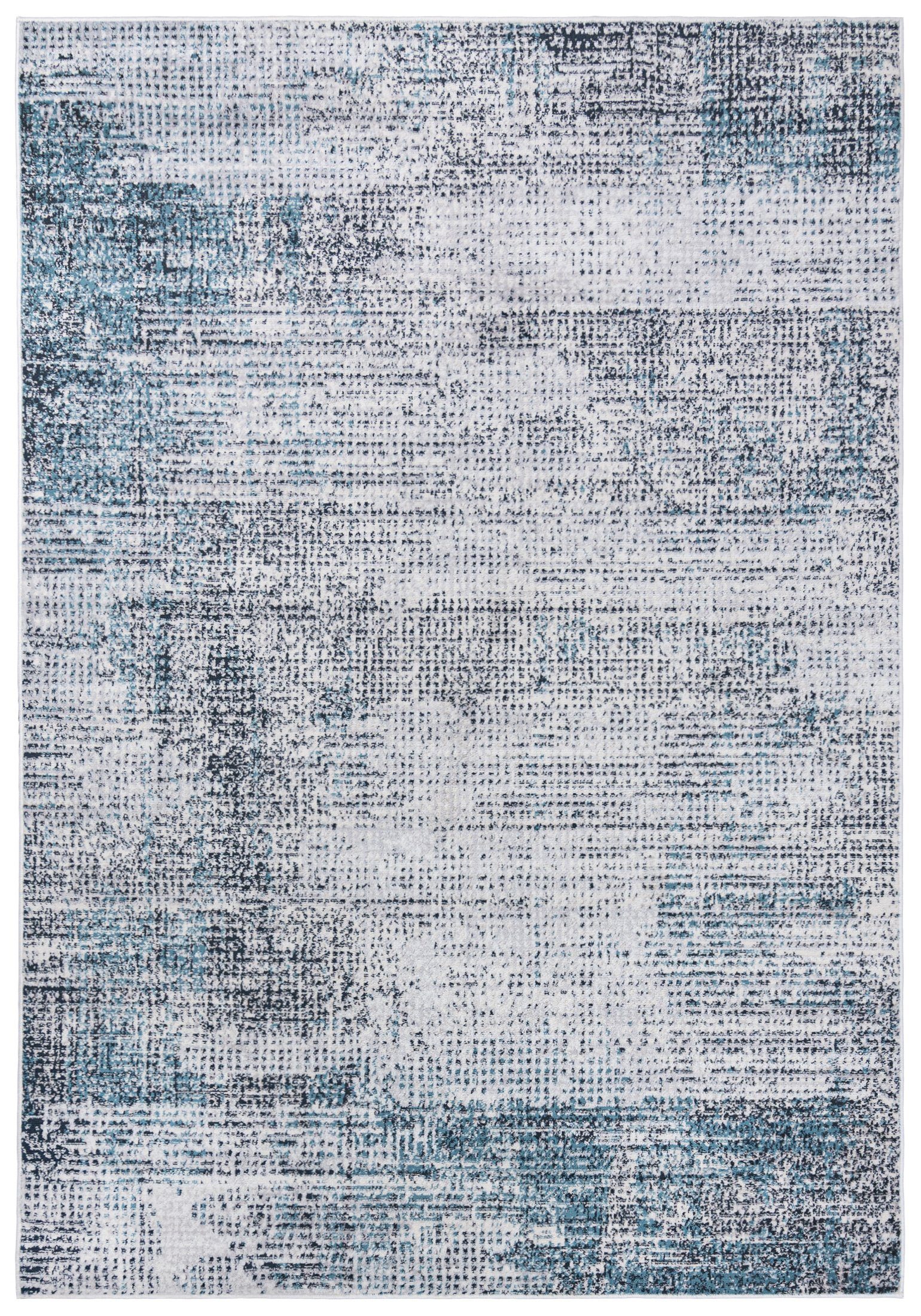 Mazovia Designteppich Modern Vintage Teppich - Abstrakt Muster Blau Creme - kurzflor, 80 x 150 cm, Wohnzimmer, Geeignet für Fußbodenheizung, Höhe 9 mm, Kurzflor