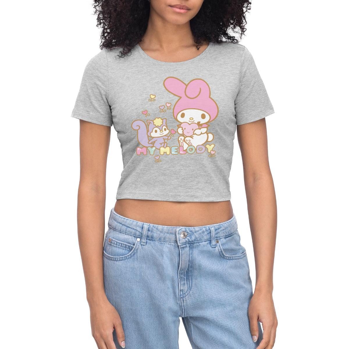 T-Shirt My Melody Pflückt Mit Risu Herzblümchen Crop Top