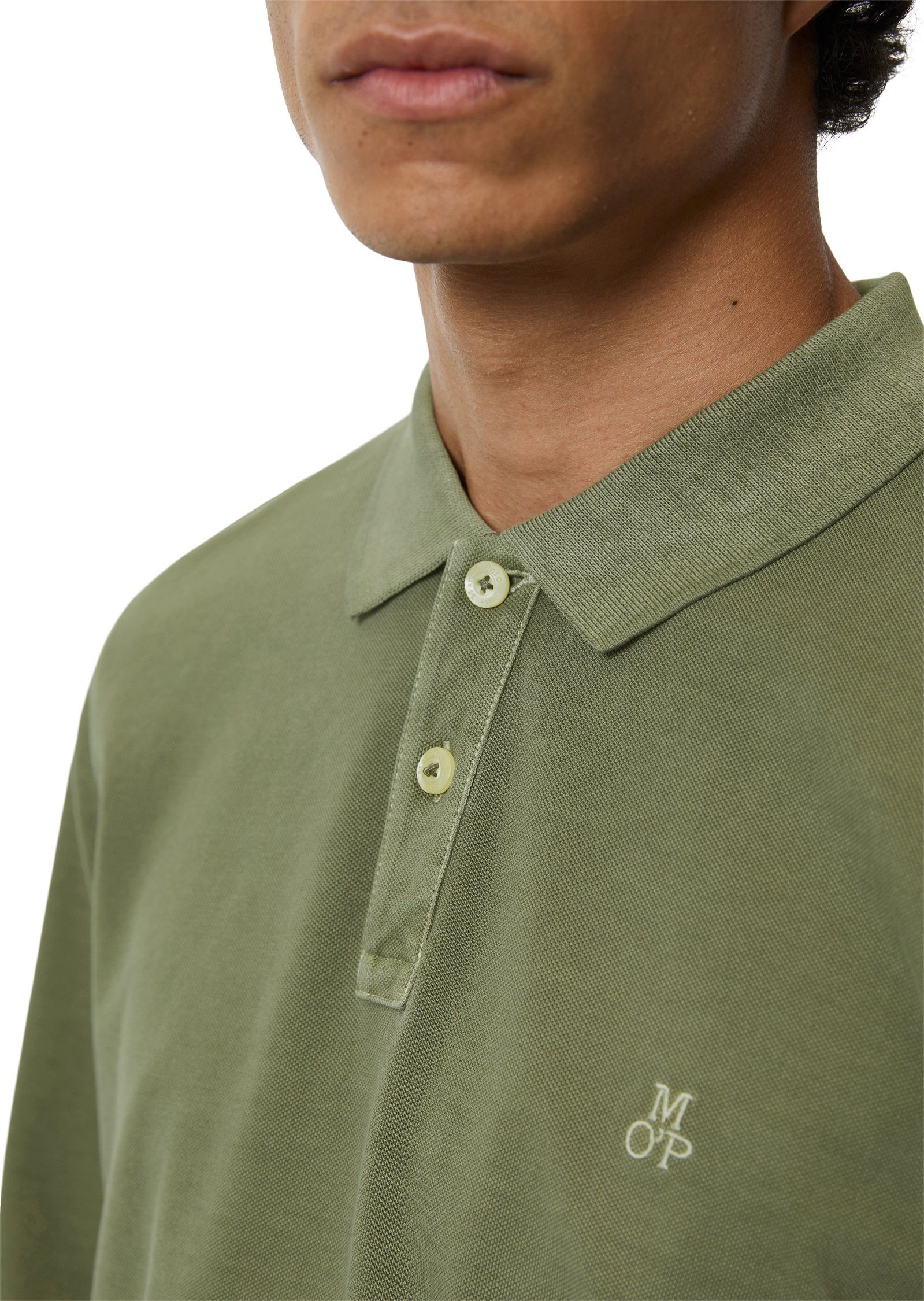 O'Polo Bio-Baumwolle Marc aus reiner grün Langarm-Poloshirt