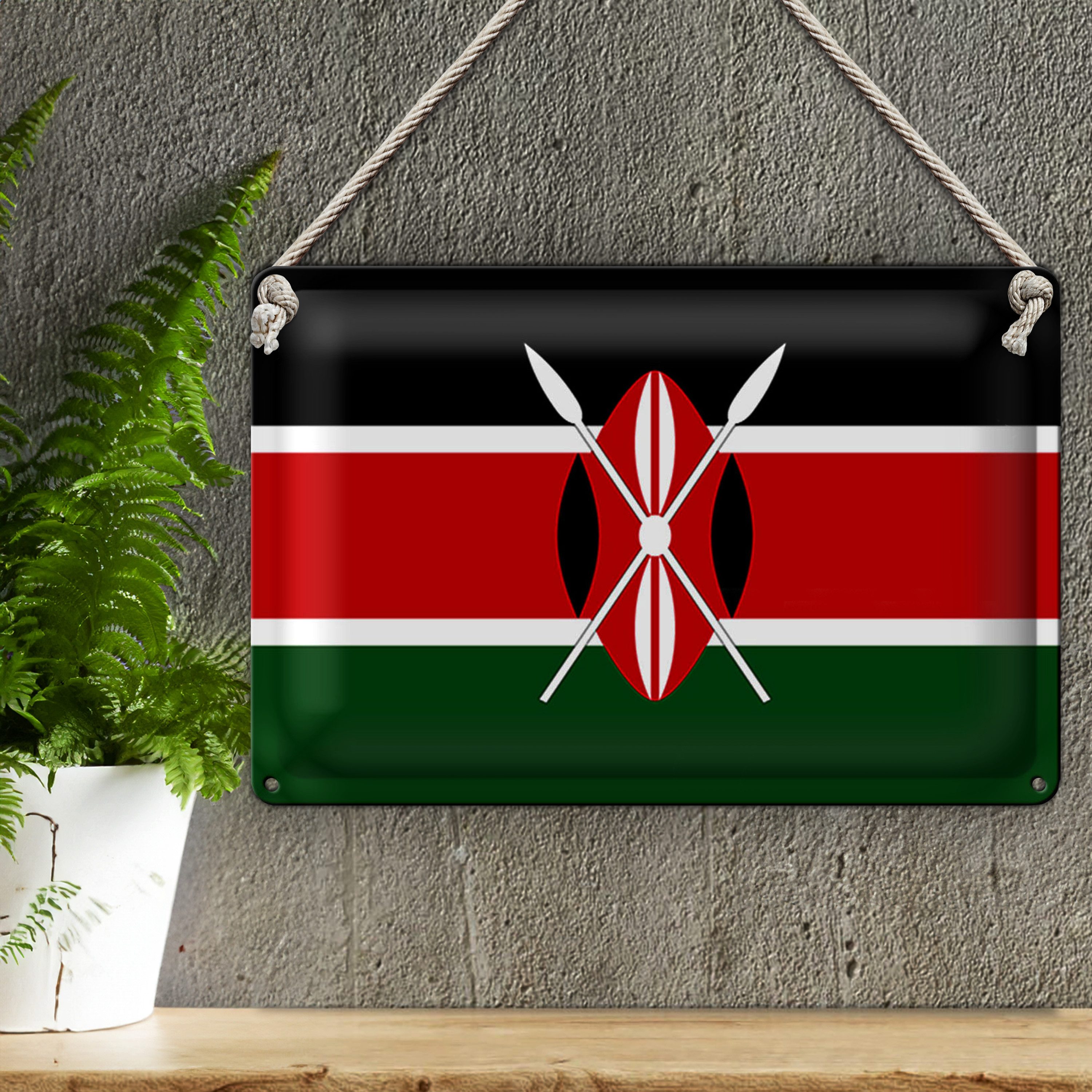 Roomando Metallschild Blechschild Flagge Kenia 30x20cm Flag of Kenya