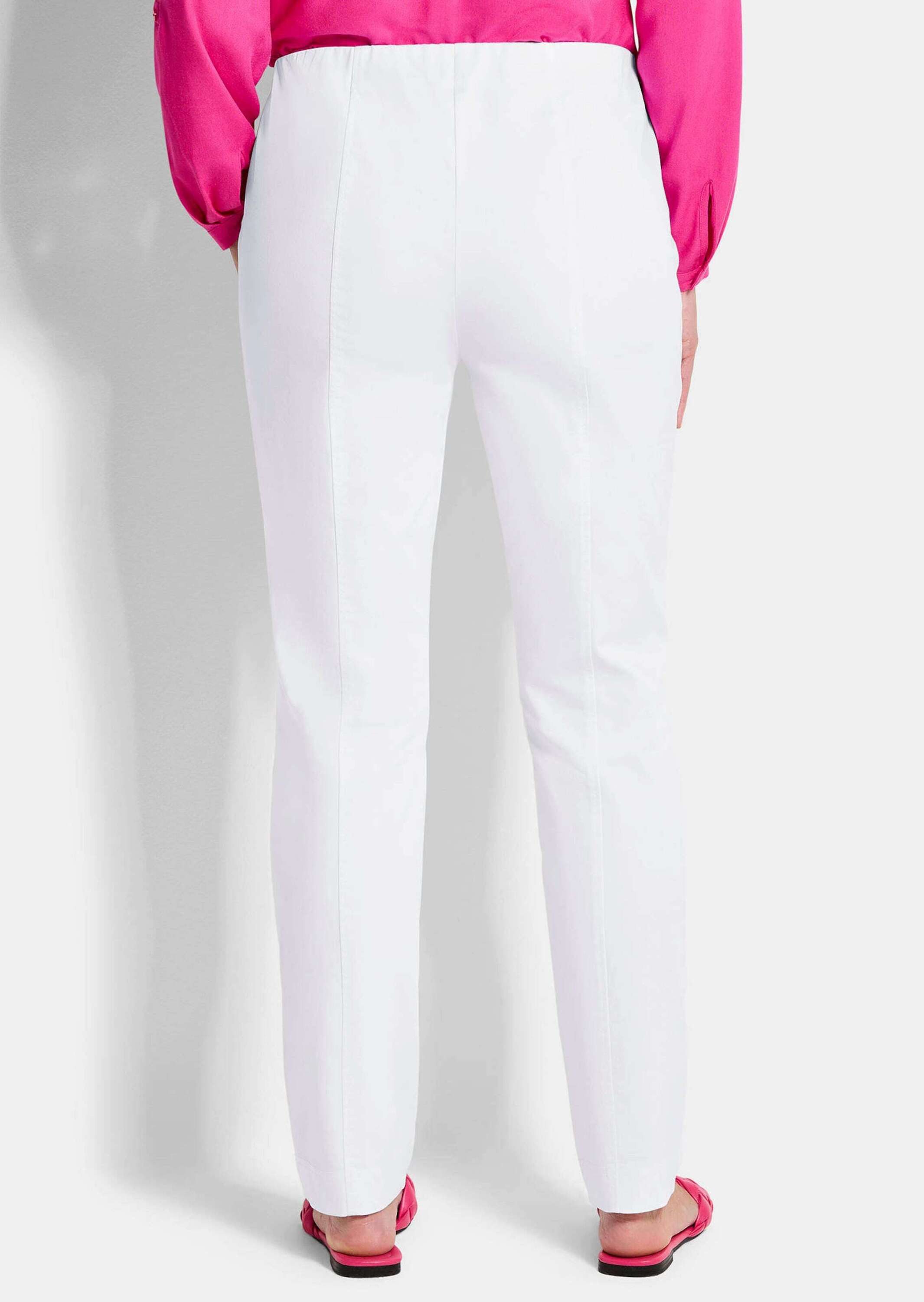 GOLDNER Stoffhose Kurzgröße: Jerseyhose mit Schlupfbund Stoffhose mit Reißverschluss-Optik und Knöchellänge