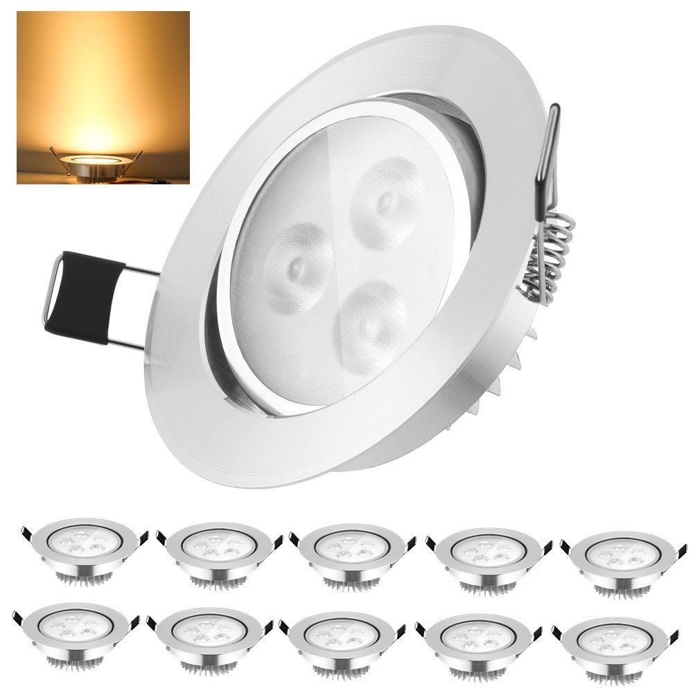 LETGOSPT Einbauleuchte LED Deckenspots Flach 230V 3W/5W LED Einbaustrahler 10er Set, LED fest integriert, für Wohnzimmer, Badezimmer, Büro