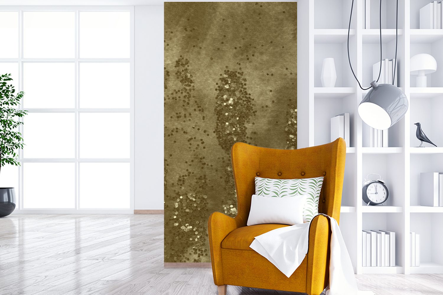 MuchoWow Fototapete Gold Textur, St), Vliestapete Wohnzimmer Glitzer - bedruckt, Fototapete Küche, Schlafzimmer (2 für Matt, 