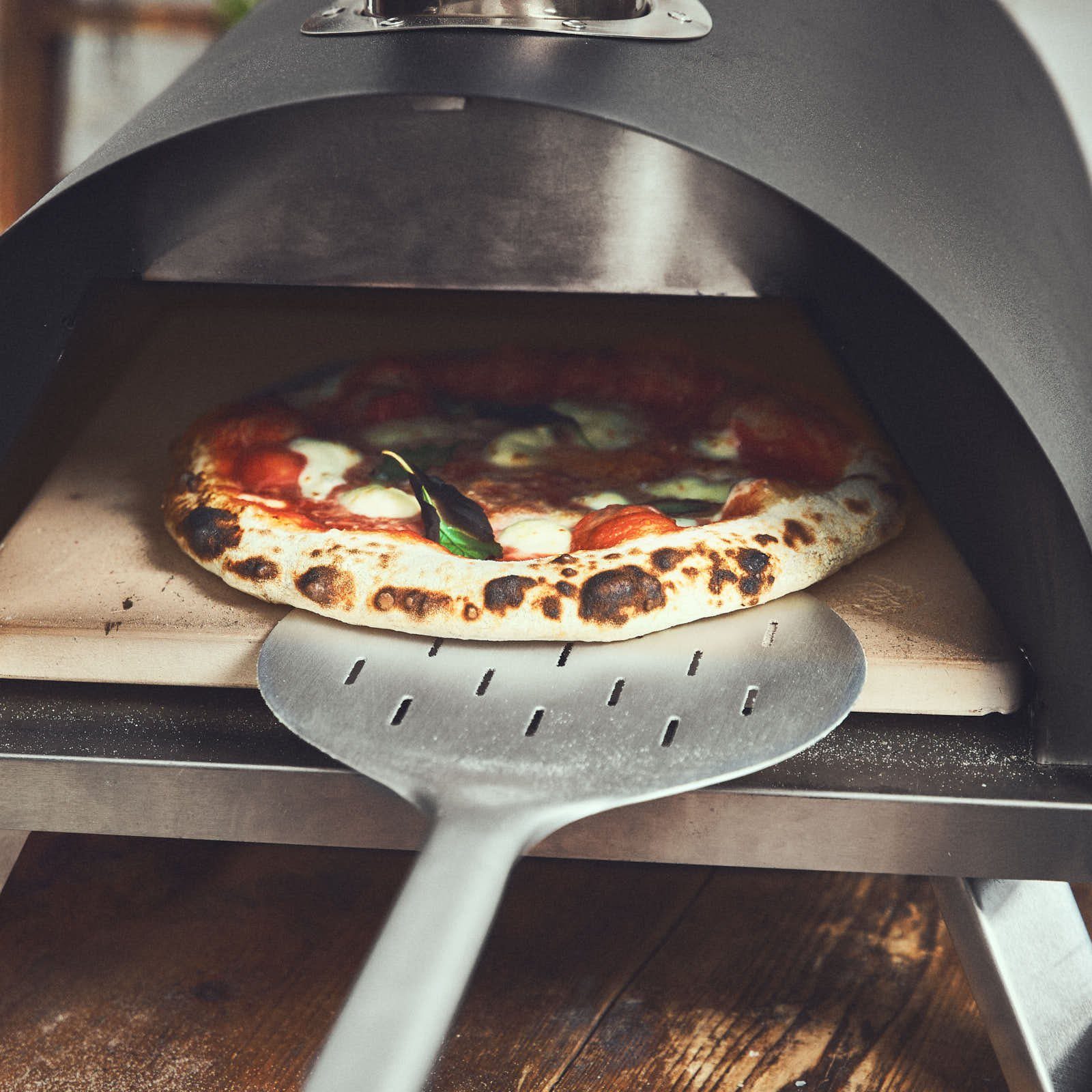 Pizzaschaufel, Pizzawender 1 temperaturbeständig Aluminium, inkl. BURNHARD (Akazienholz Pizzaofen & tlg), Steckmechanismus, Pizzaschieber für
