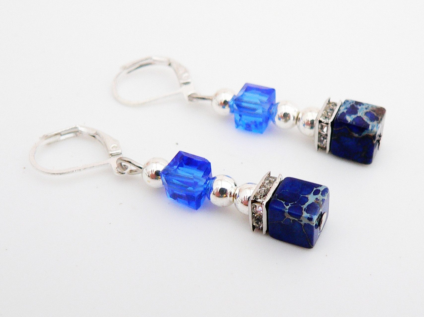 traumschmuck Ohrhänger-Set 560a-o Ohrringe Kristallglau Jaspis vers. Hämatitperlen (Valentinstag, Geburtstag), handgefertigt, Made in Germany – Bild 2 von 2