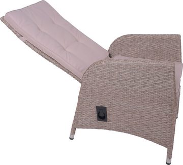 Garden Pleasure Garten-Essgruppe, Tischgruppe »BRAGA Set 03«, weidenbraun, (Set, 5-tlg), 4 Sessel, mit Gasfedern, Tisch LxB: 180x90 cm, inkl Auflagen