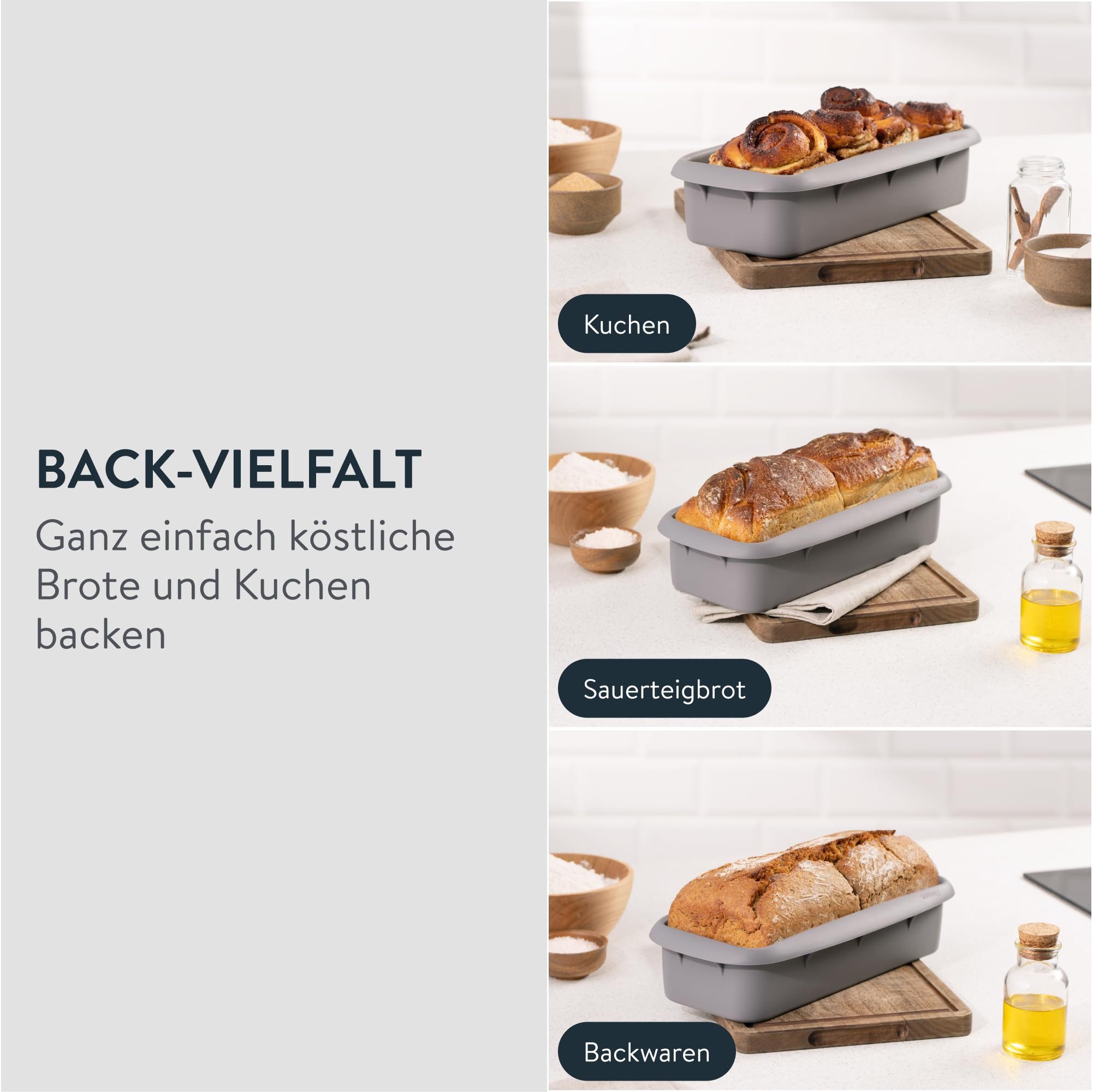 GOURMEO Backform GOURMEO Silikon Kastenform 30 cm Antihaft, Grau – Bild 4 von 5