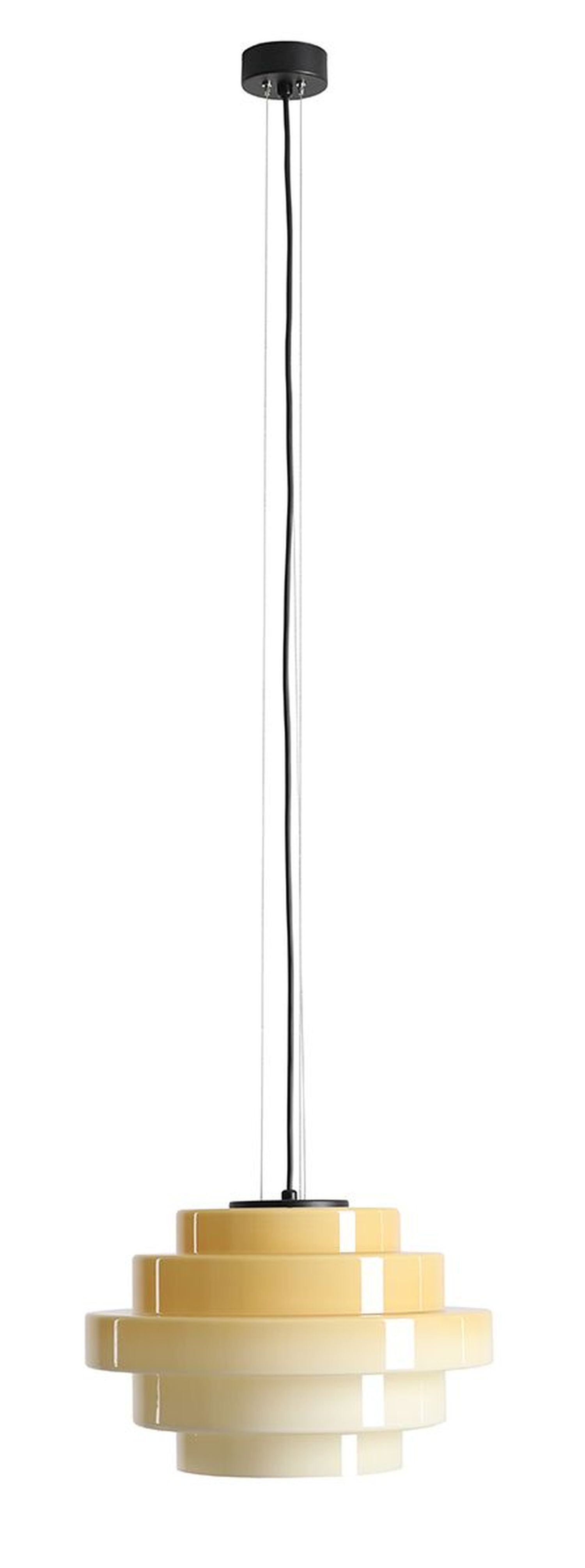 Licht-Erlebnisse Pendelleuchte RARO, ohne Leuchtmittel, Metall Glas E27 Ø 36 cm rund H: max. 220 cm Schwarz Nuss Modern