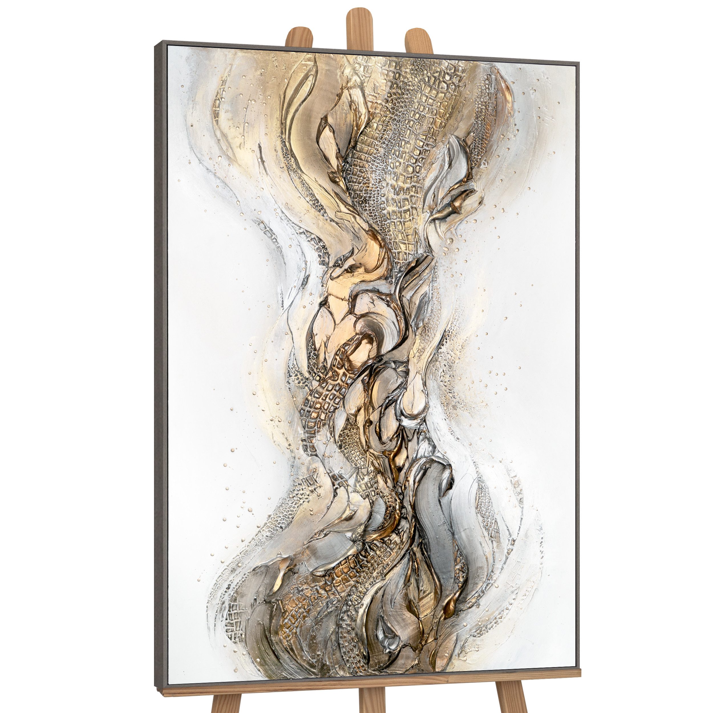 YS-Art Gemälde Anmut, Abstrakte Bilder, Abstraktes Strukturiertes Leinwand Bild Handgemalt mit Rahmen