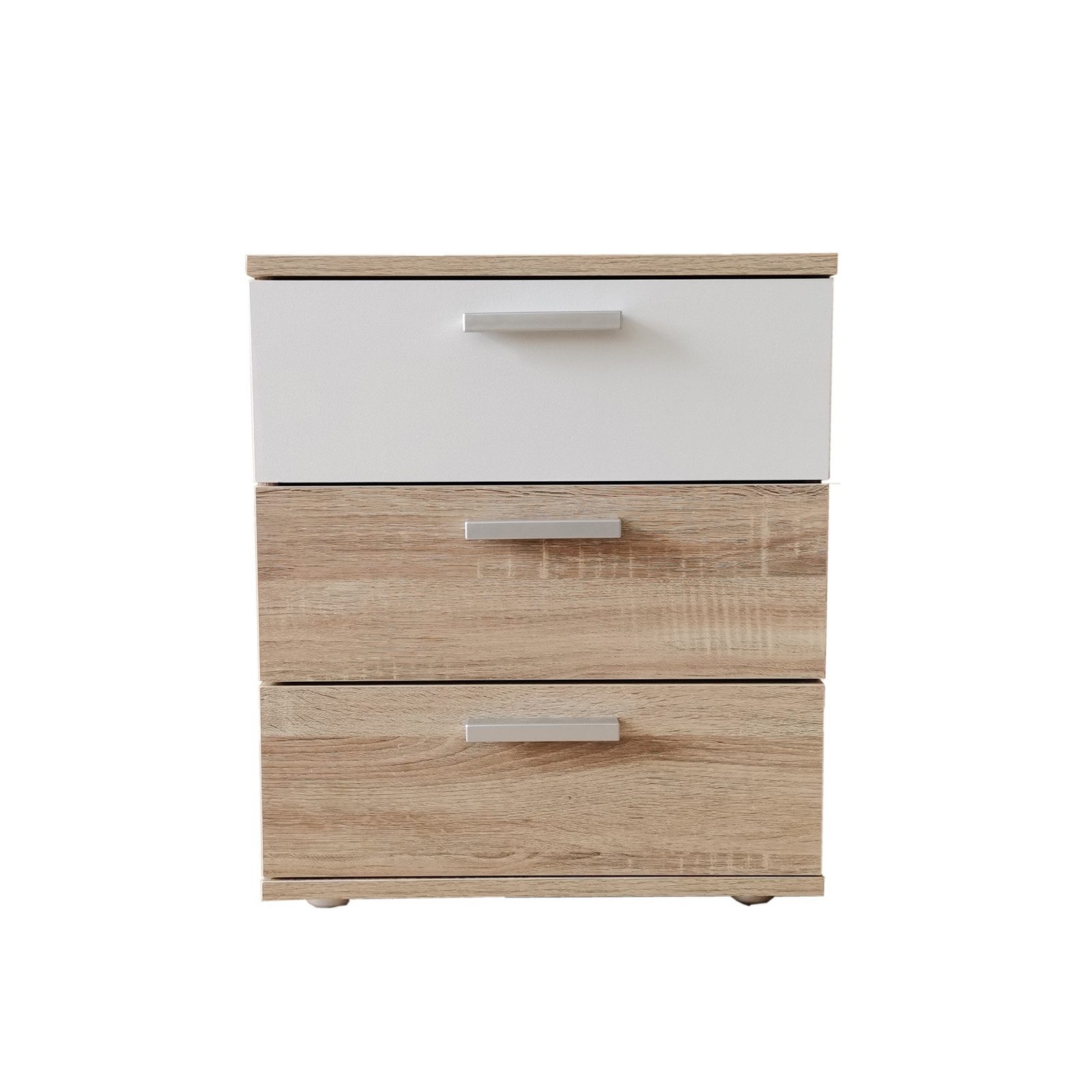 Nachtschrank Nachtkommode 3 Schubladen Nina Sonoma Weiß