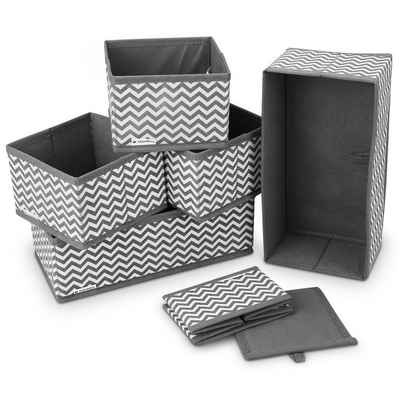 Navaris Aufbewahrungsbox, Stoffboxen-Organizer - 6 Stück in verschiedenen Größen