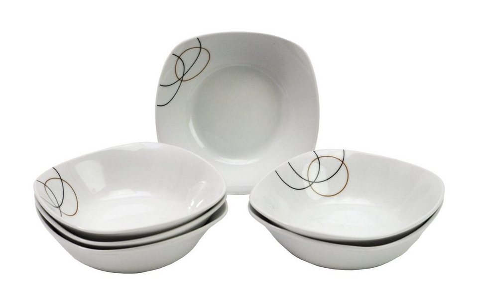 van Well Müslischale 6er Set Müsli- Salatschale Look 14,6cm, Porzellan