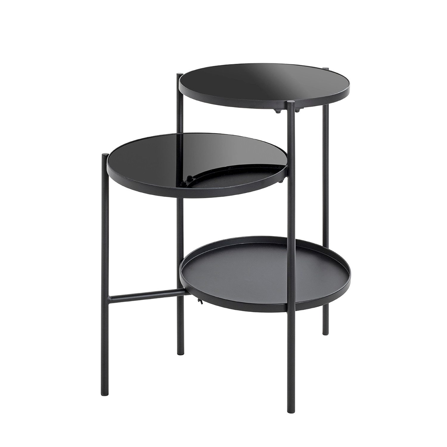 Beistelltisch Tisch - schwarz - Metall, Sicherheitsglas 5mm - H. 71cm x B. 56cm