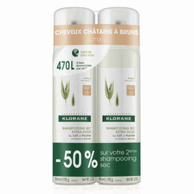 KLORANE Trockenshampoo Haferflocken Trockenshampoo für braunes Haar 2x150ml