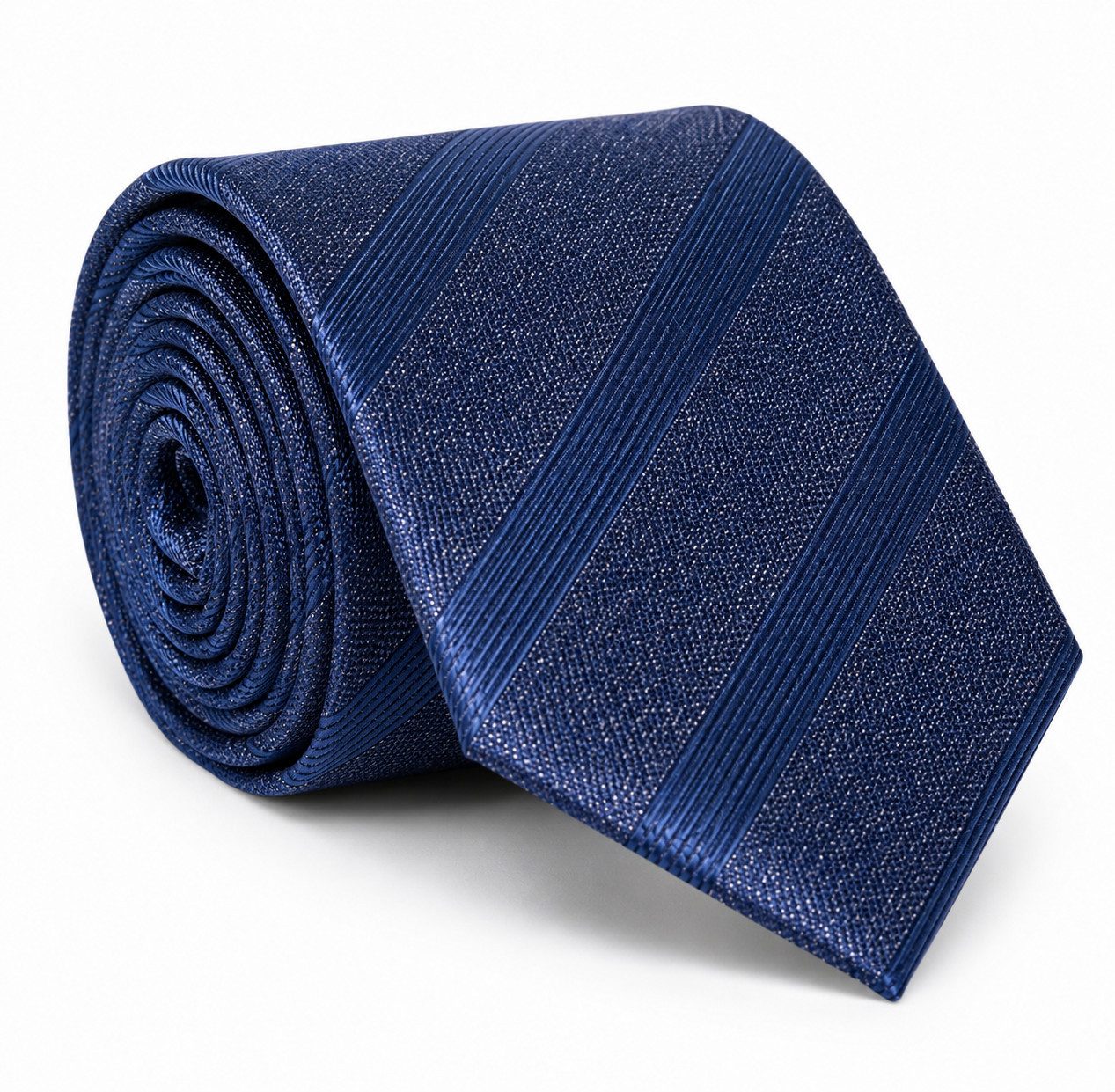 MONTI Krawatte - blaue Seidenkrawatte gestreift für Herren 6,5cm
