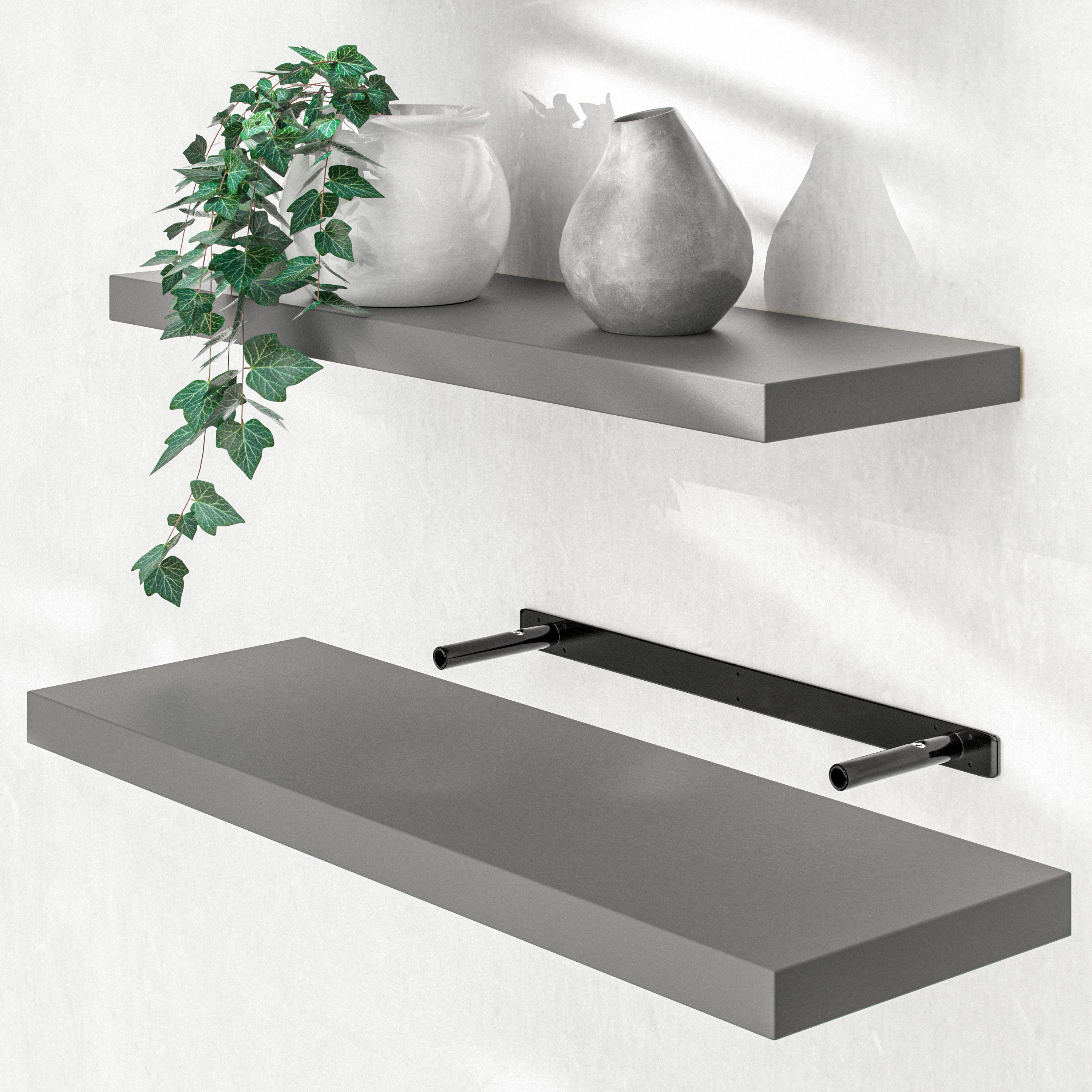 Casaria Wandboard, Grau Hängeregal mit Halterung 15kg Tragkraft Küche Matt günstig online kaufen