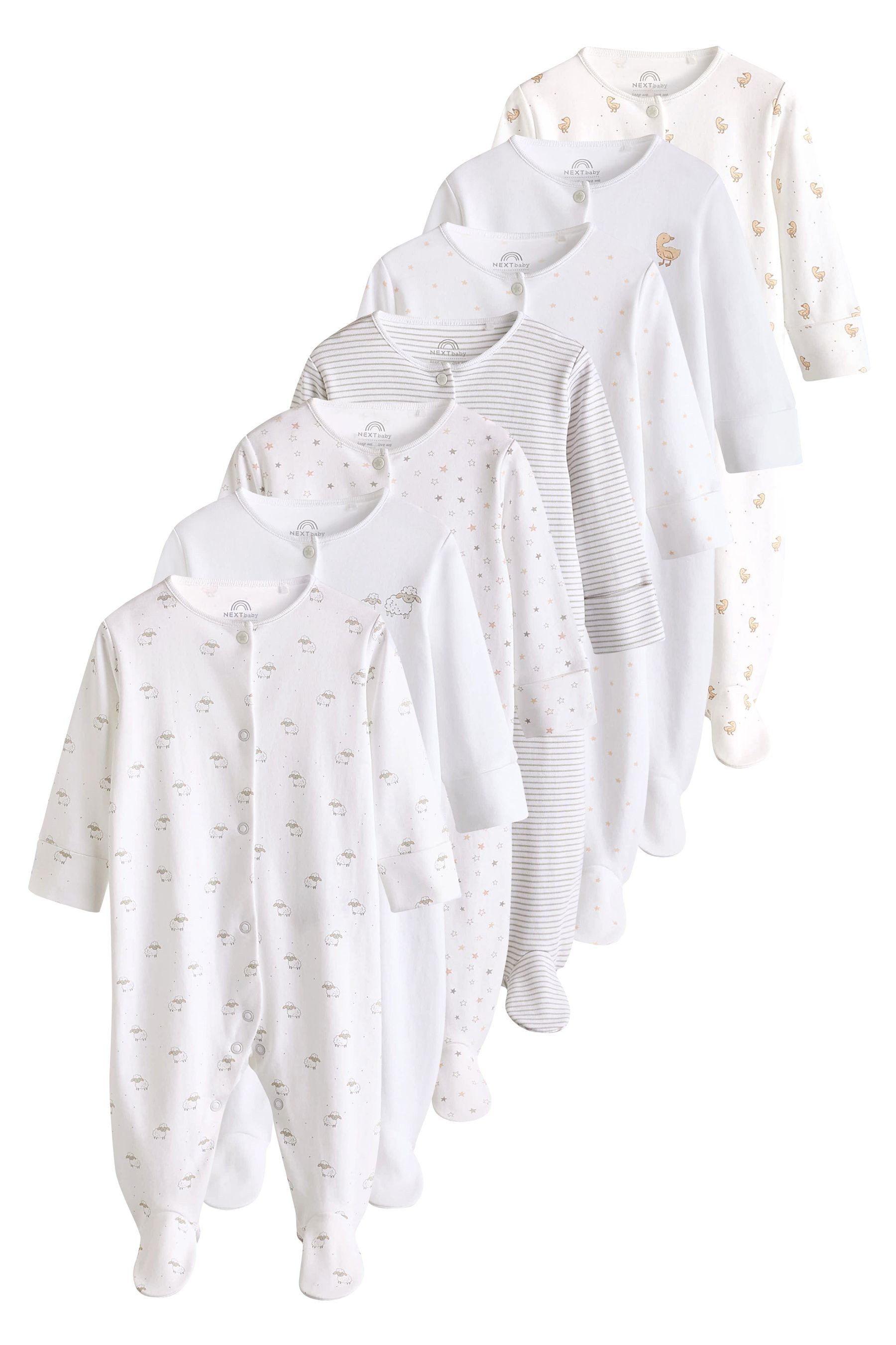 Next Schlafoverall Baby-Schlafanzüge mit Animalprint, 7er-Pack (7-tlg)