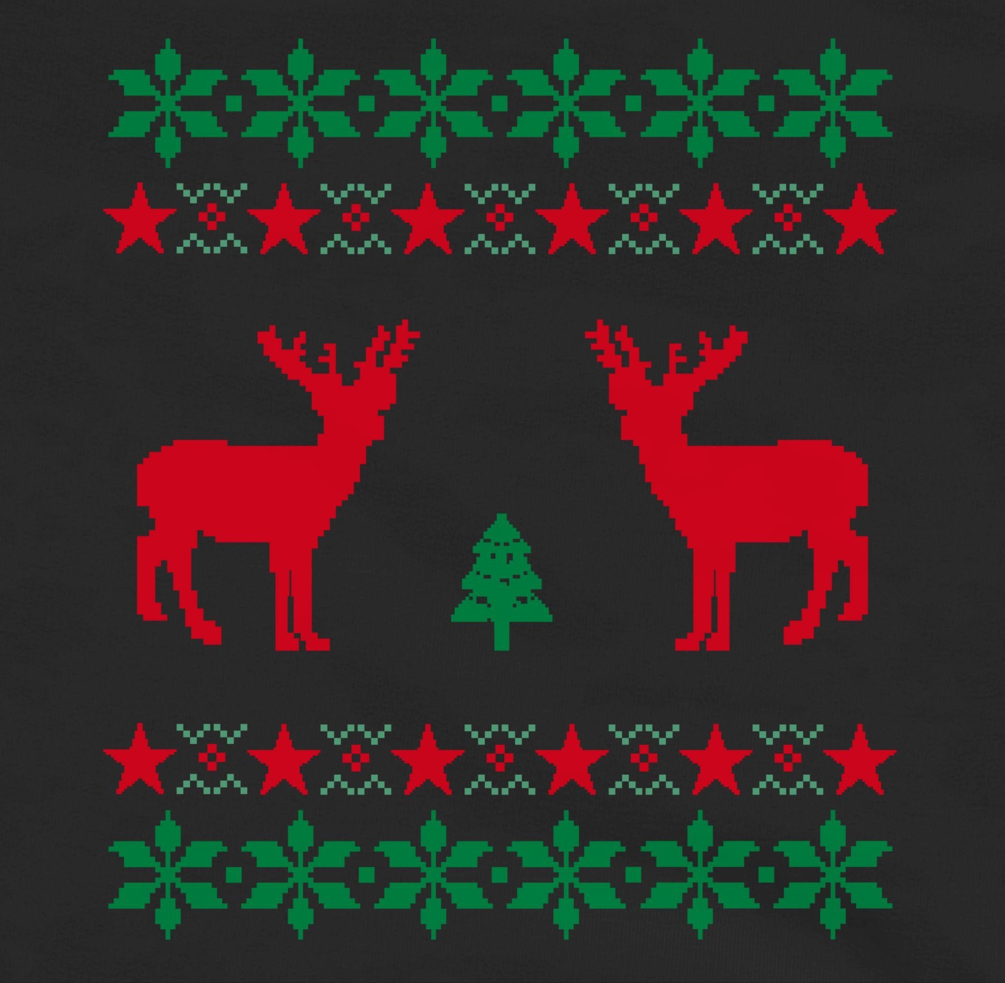 Shirtracer Kleidung Weihnachten Rentier 1 Schwarz/Rot Pixel Weihnachten Kinder Hoodie Norweger
