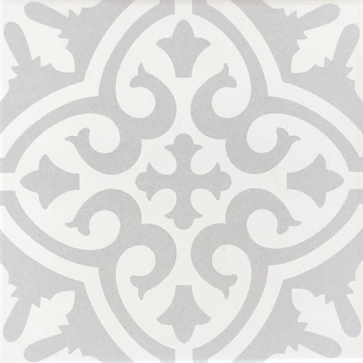 Casa Moro Bodenfliese Mediterrane Keramik-Fliesen Daris 20x20 cm 1 qm Feinsteinzeug FL7032, Feinsteinzeug, weiß, grau, Feinsteinzeug Fliese in Zementfliesen Optik