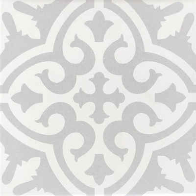Casa Moro Feinsteinzeug Bodenfliese Mediterrane Keramik-Fliesen Daris 20x20 cm 1 qm Feinsteinzeug FL7032, weiß, grau, Feinsteinzeug Fliese in Zementfliesen Optik