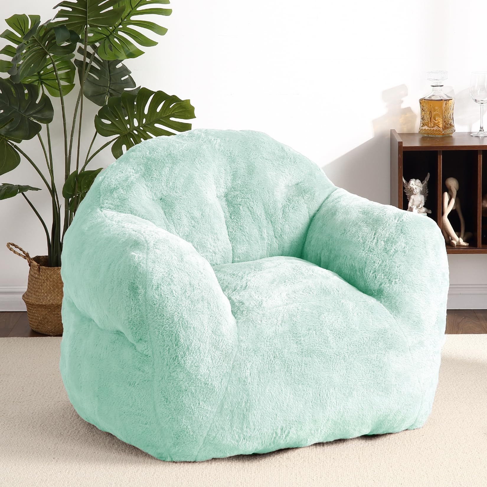 GarveeMore Sitzsack Sessel mit Rücken- und Armlehne, hochdichter Schaumstoff & Plüsch, für Wohnzimmer, Schlafzimmer, Leseecke