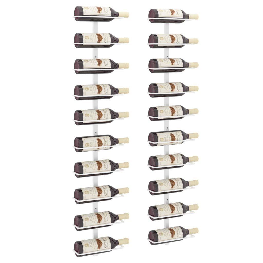 vidaXL Weinregal Wand-Weinregale für 10 Flaschen 2 Stk. Weiß Metall, 1-tlg.