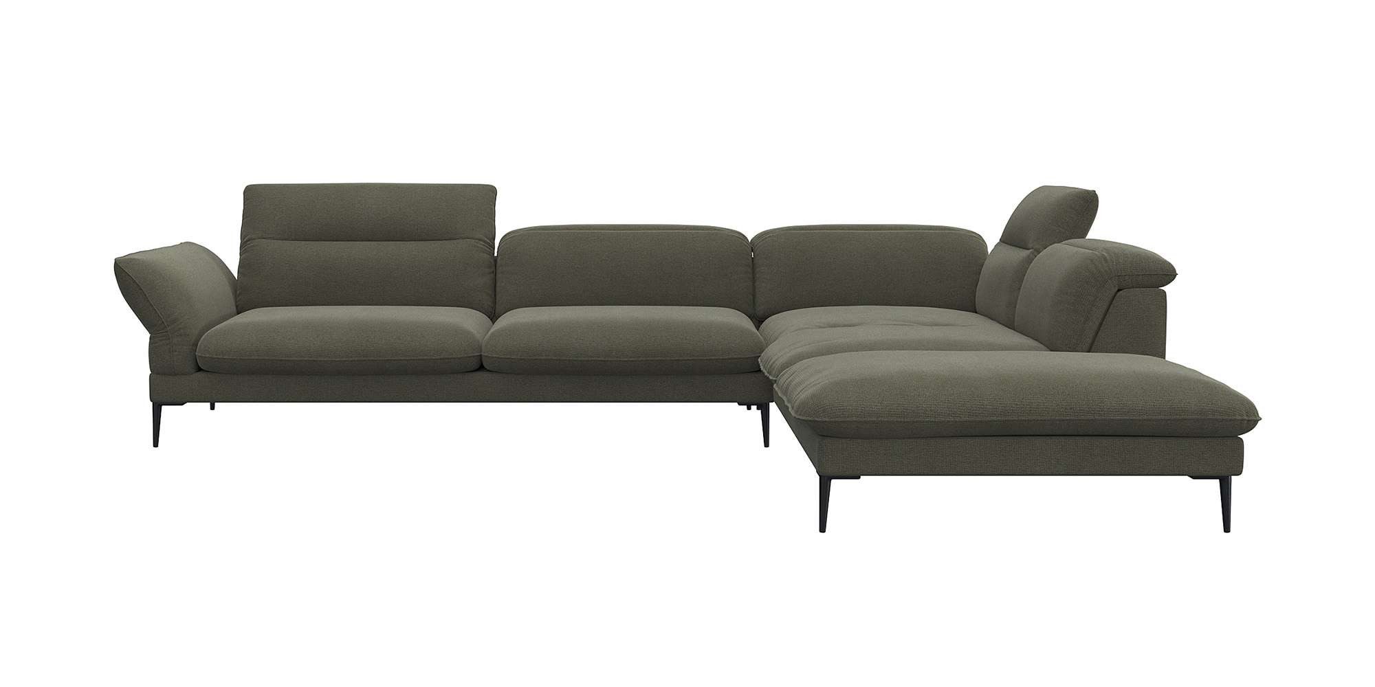 FLEXLUX Ecksofa Salino, Funktionssofa mit Ottomane, Relaxsofa, mit Arm- und Kopfteilverstellungen, Kaltschaum, L-Form