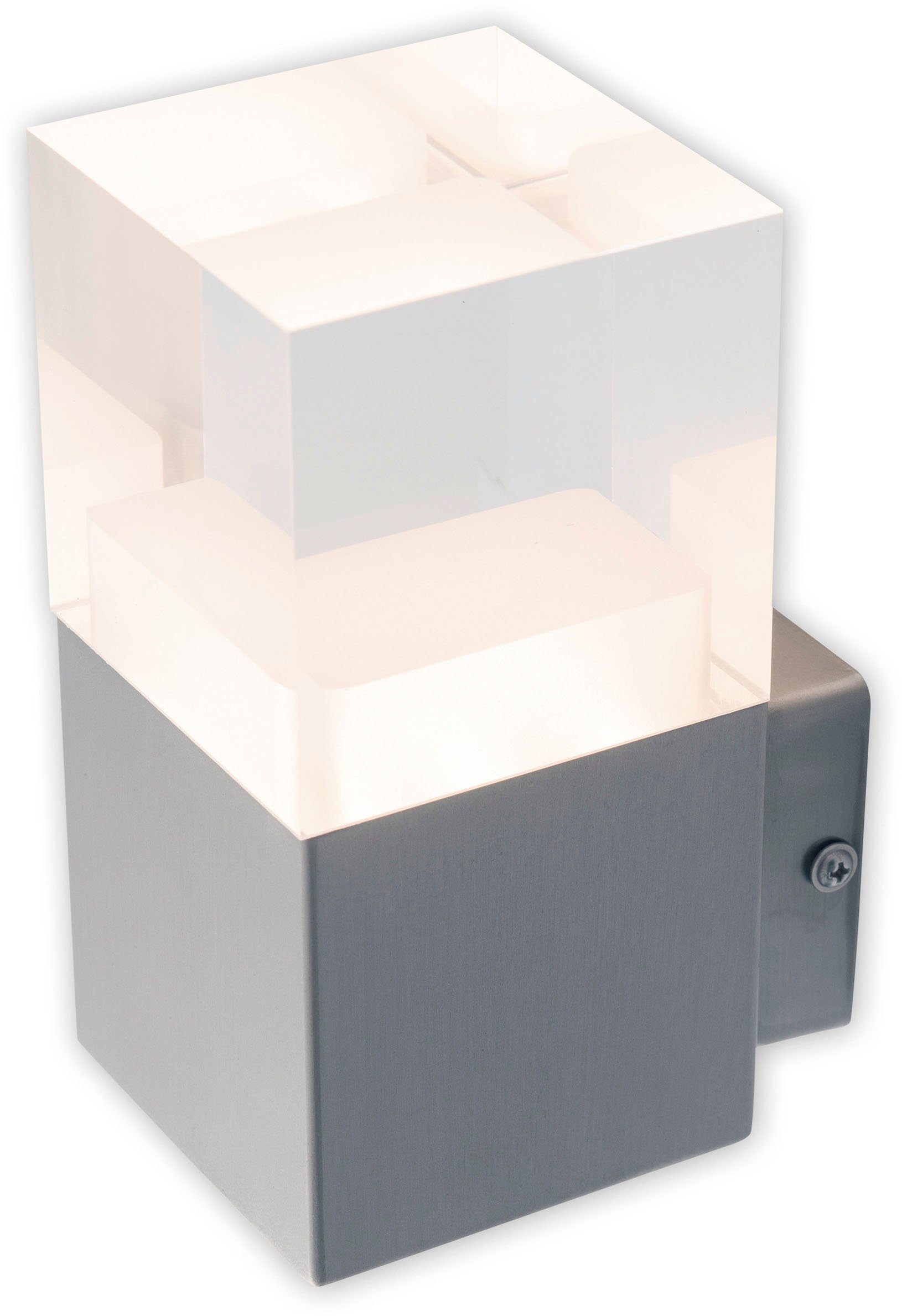 näve LED Außen-Wandleuchte Leah, Warmweiß, Edelstahl/Kunststoff in metall blank/opal incl. 15x LED warmweiß IP44