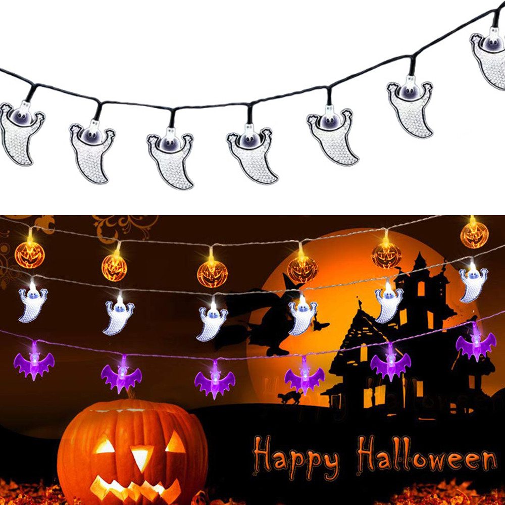 Bomiclss LED-Lichterkette Halloween Lichterkette Batterie Halloween Led Dekoration, für Außen Innen Halloween Garden Deko von Bomiclss