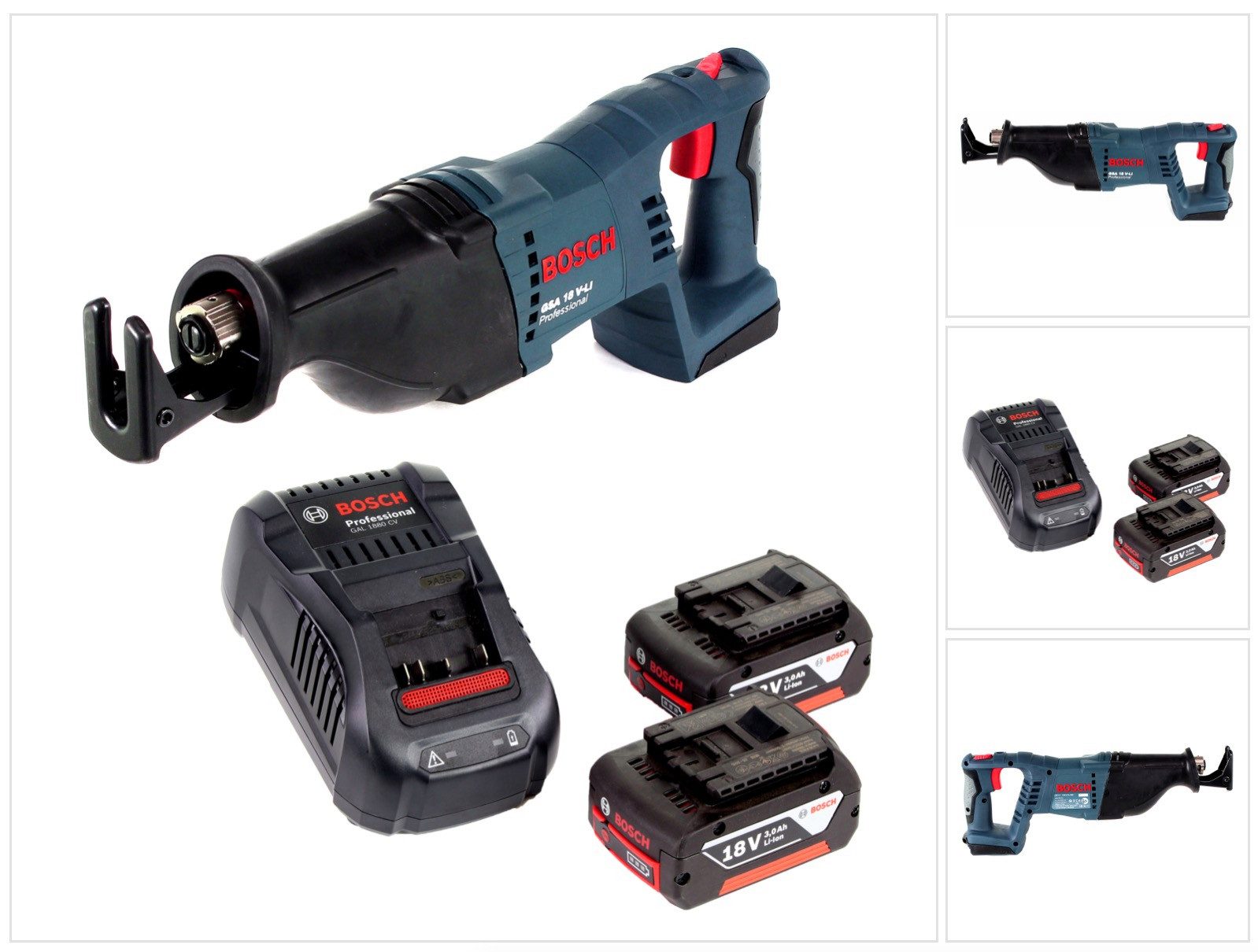 Bosch Professional Reciprosäge GSA 18 V-Li Akku Säbelsäge 18V + 2x Akku 3,0Ah + Ladegerät