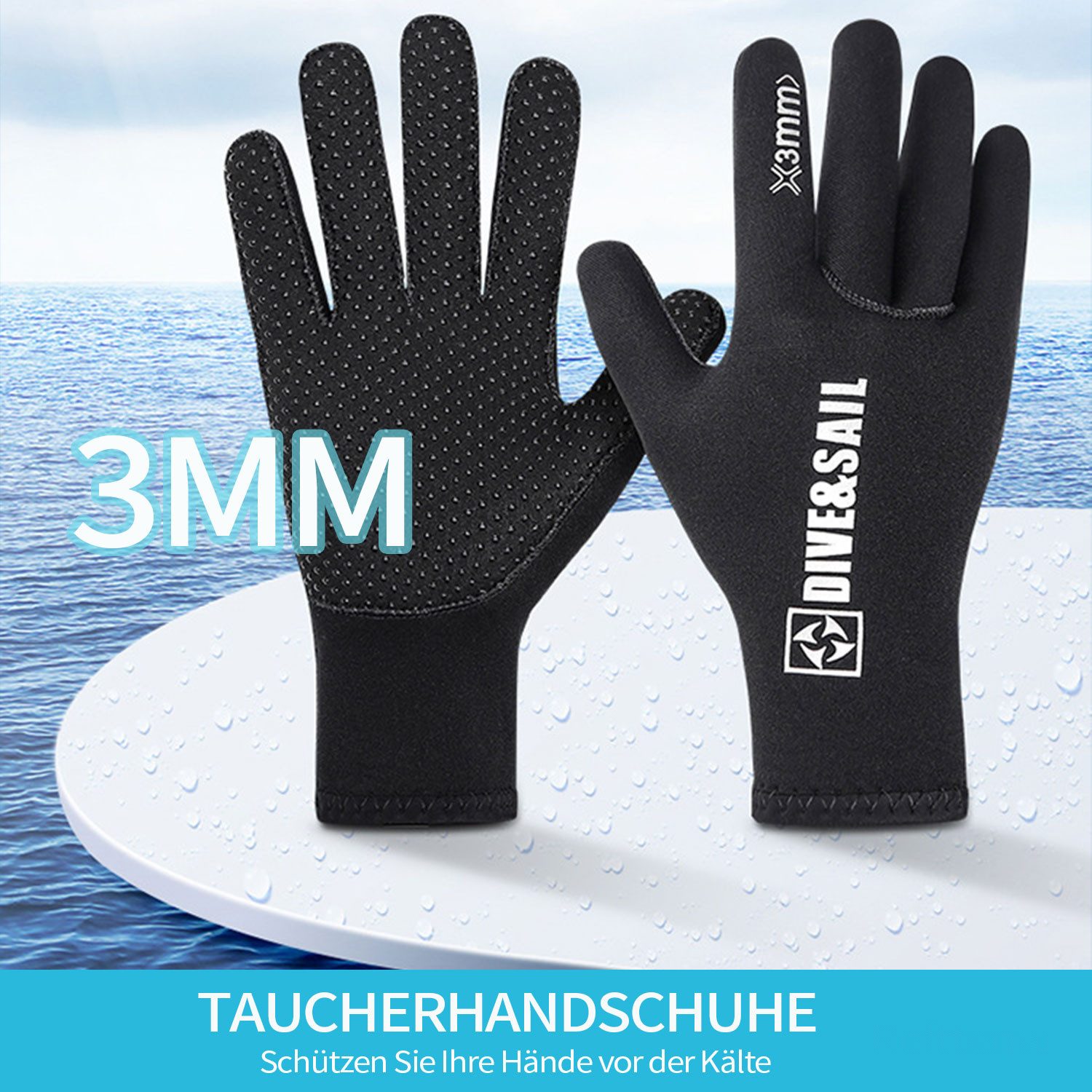 Refttenw Neoprenhandschuhe 3mm Rutschfest Warm Schwimm Tauchhandschuhe für Damen und Herren