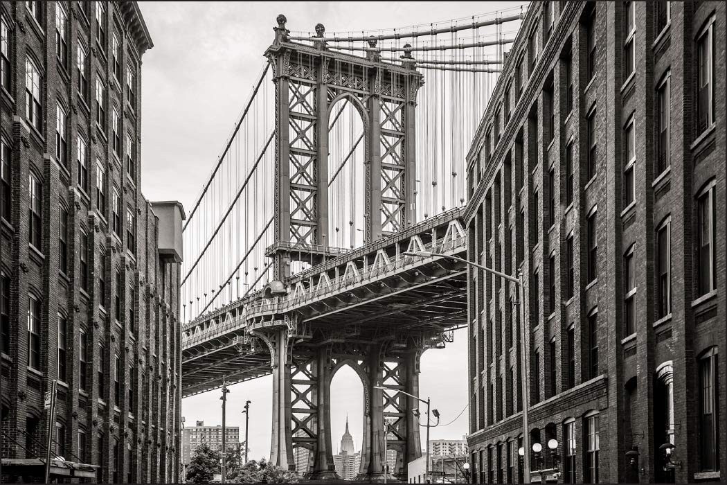 Muralo Fototapete Städte – Fototapete Wandtapete Vlies Wanddeko Wohnzimmer, bedruckt, Architektur – New York – Brücke, 90 x 60 cm, Vlies